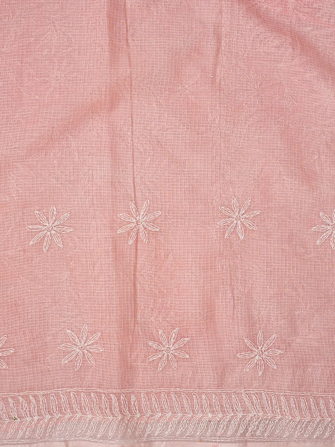 Ada Hand Embroidered Peach Kota Lucknowi Chikankari Saree and Blouse 01A820424