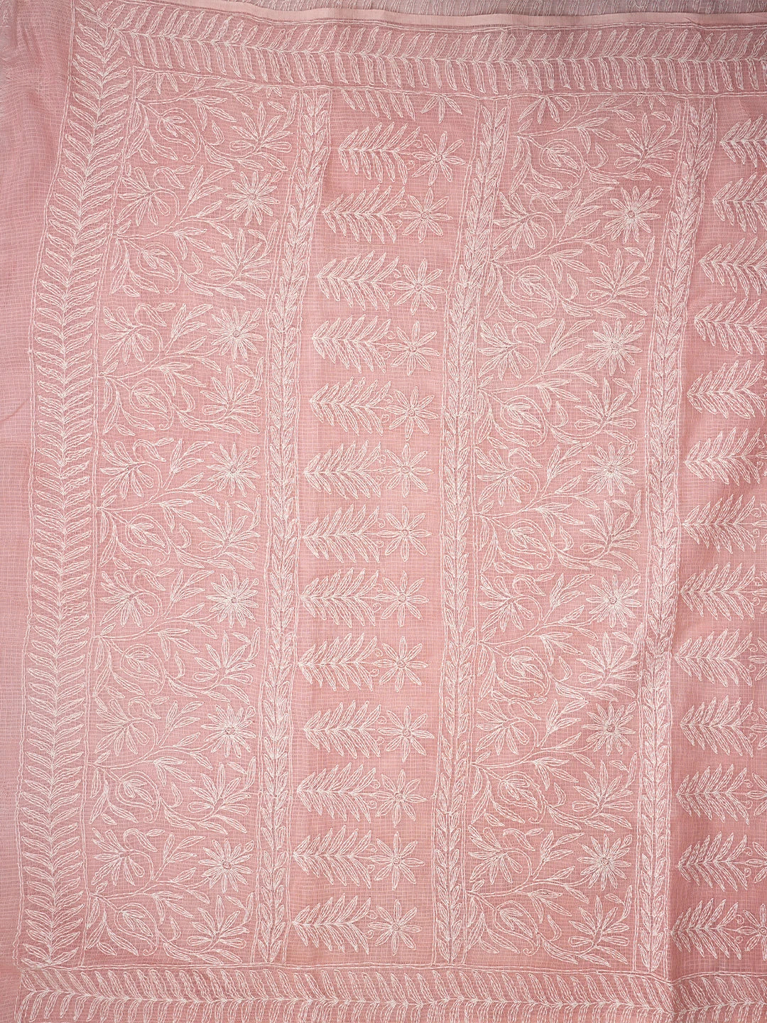 Ada Hand Embroidered Peach Kota Lucknowi Chikankari Saree and Blouse 01A820424