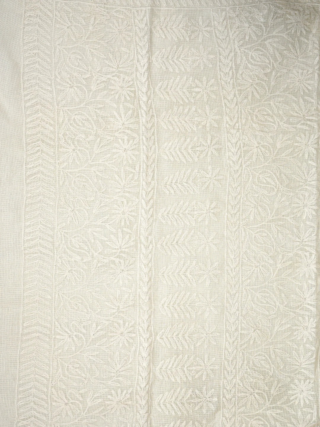 Ada Hand Embroidered White Kota Lucknowi Chikankari Saree and Blouse 01A795025