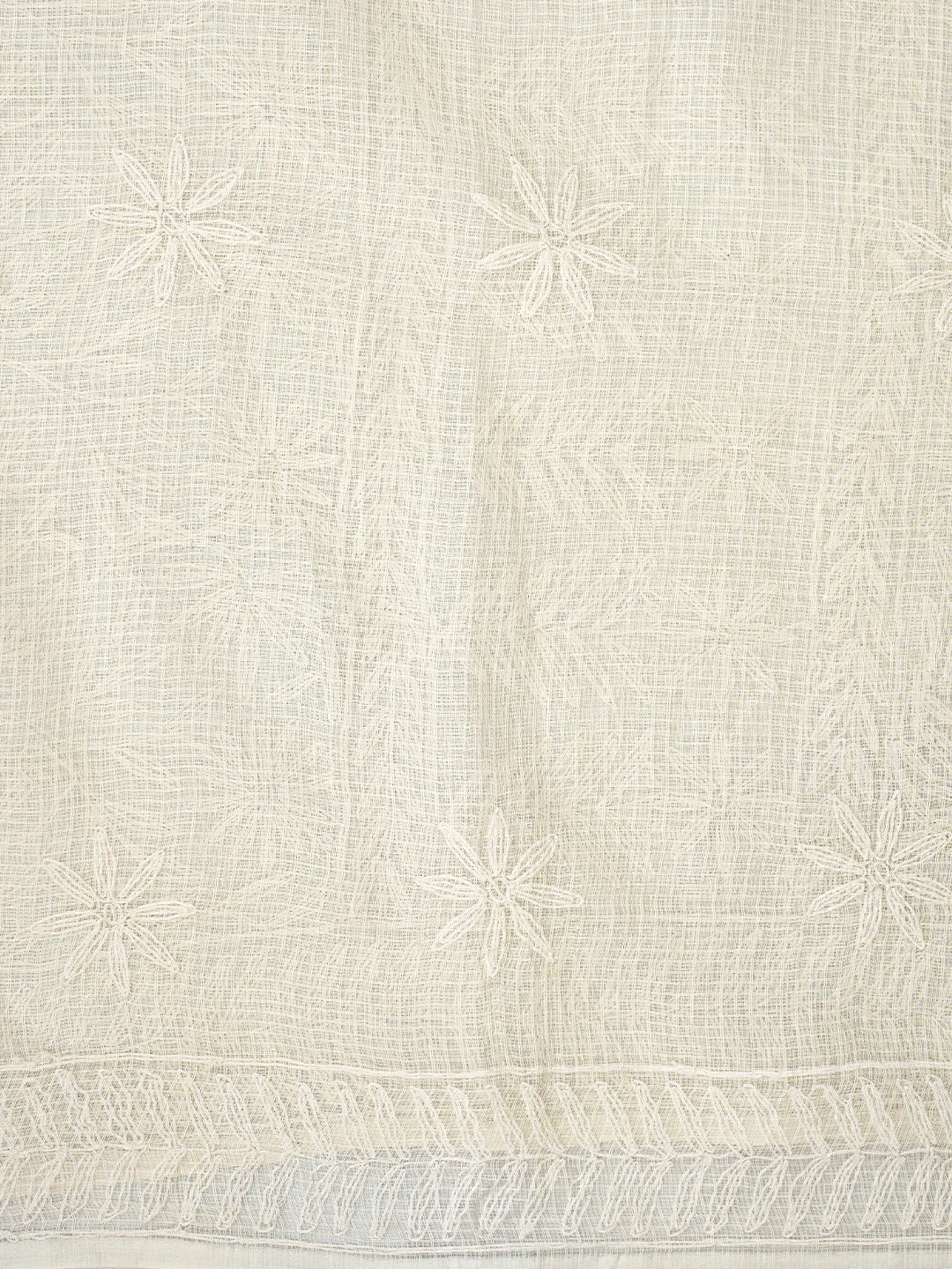 Ada Hand Embroidered White Kota Lucknowi Chikankari Saree and Blouse 01A795025