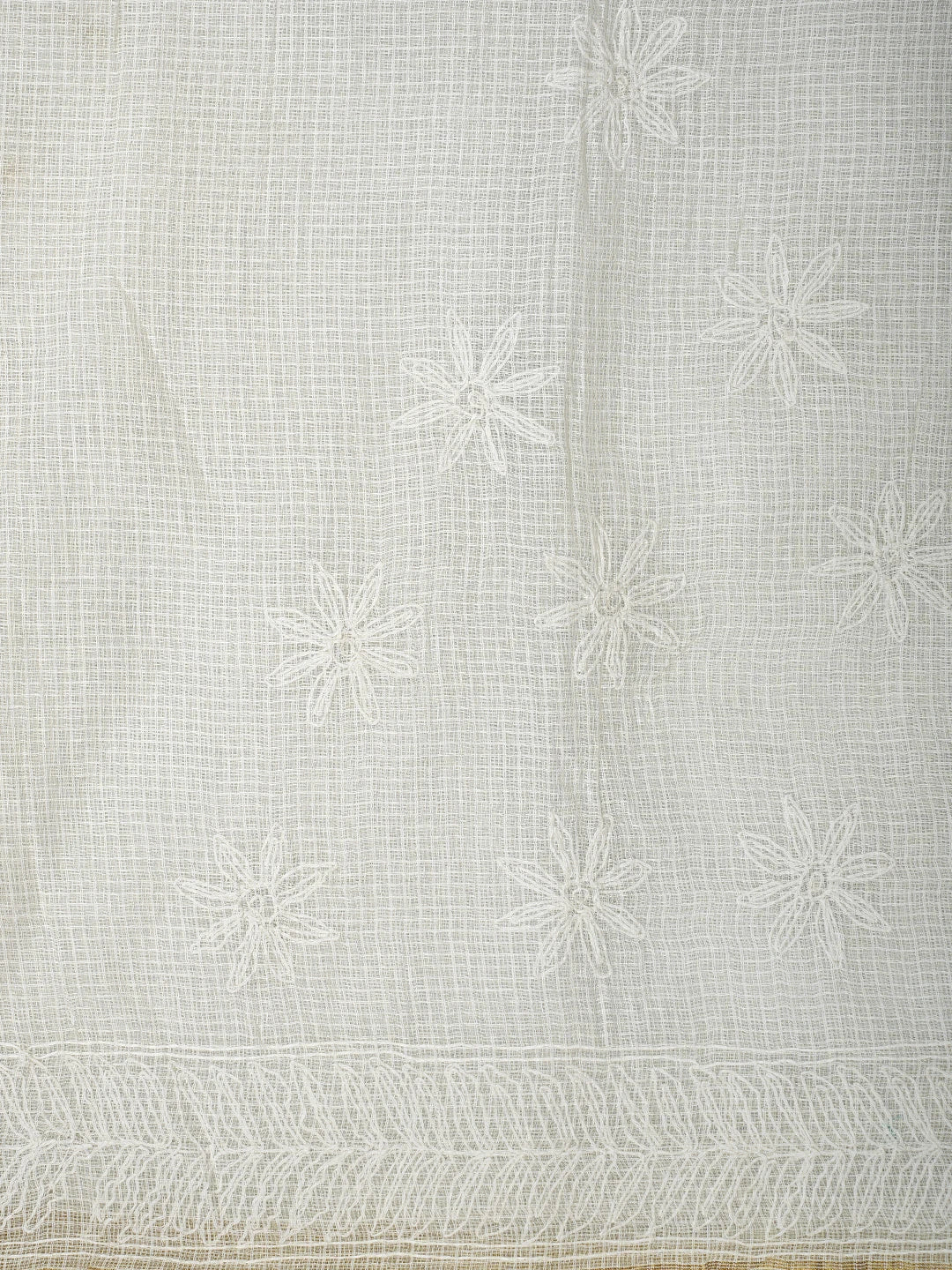 Ada Hand Embroidered White Kota Lucknowi Chikankari Saree and Blouse 01A820441