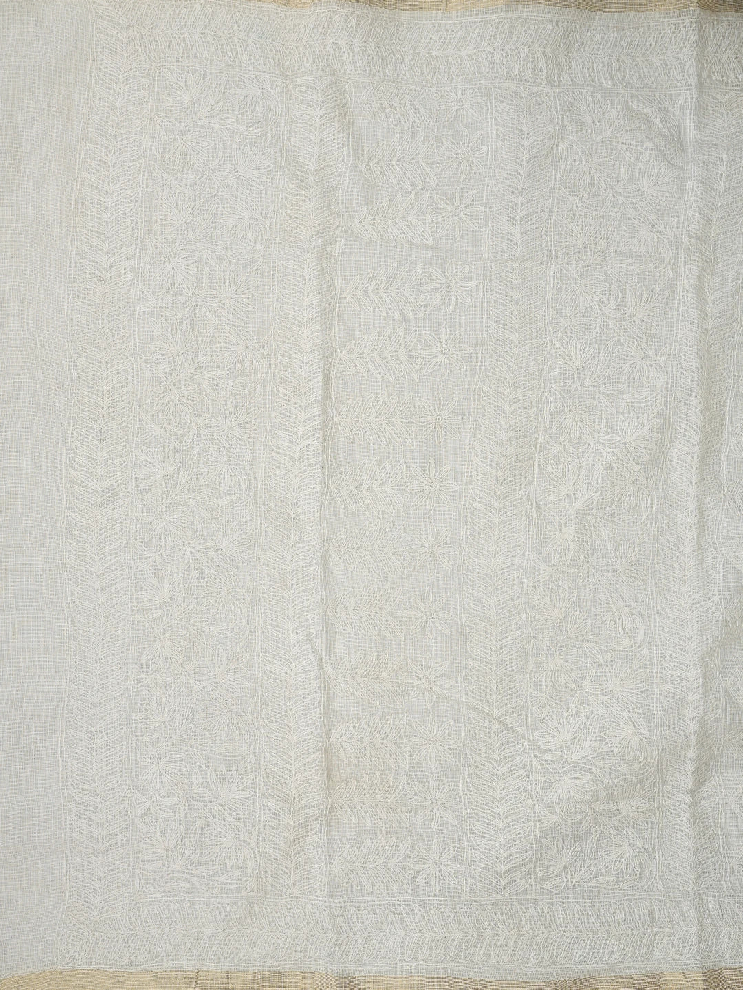 Ada Hand Embroidered White Kota Lucknowi Chikankari Saree and Blouse 01A820441