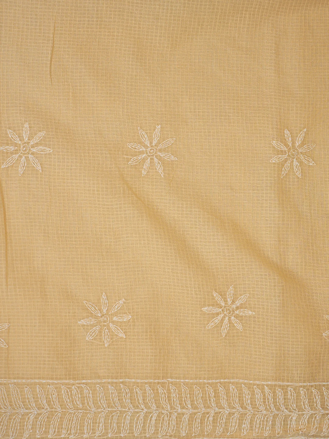 Ada Hand Embroidered Fawn Kota Lucknowi Chikankari Saree and Blouse 01A795016