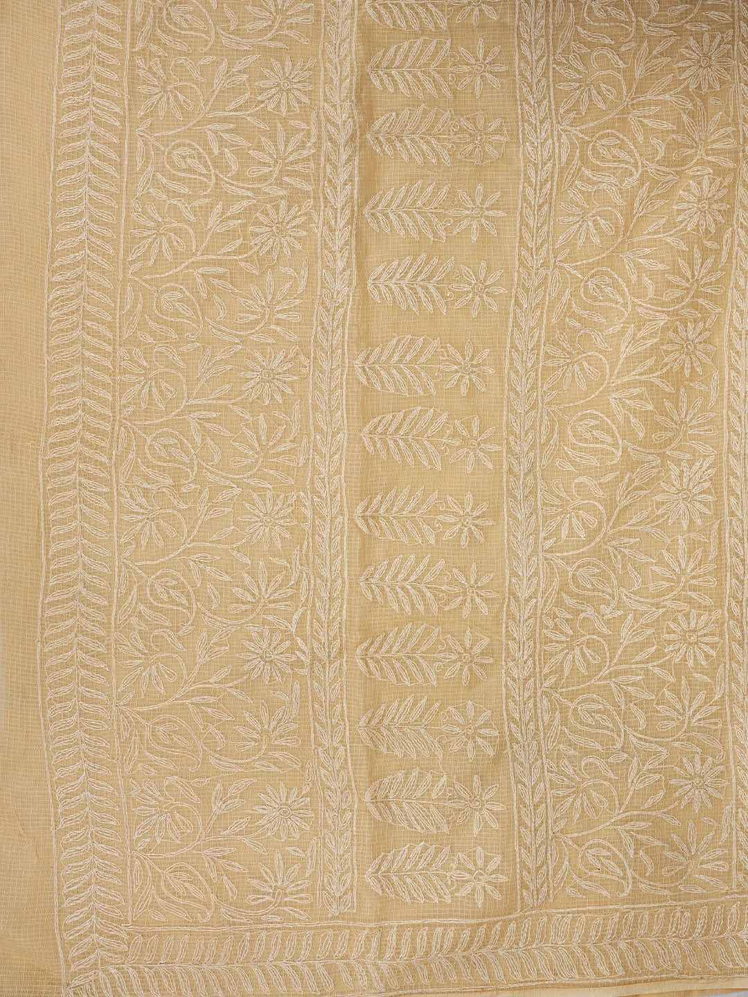 Ada Hand Embroidered Fawn Kota Lucknowi Chikankari Saree and Blouse 01A795016