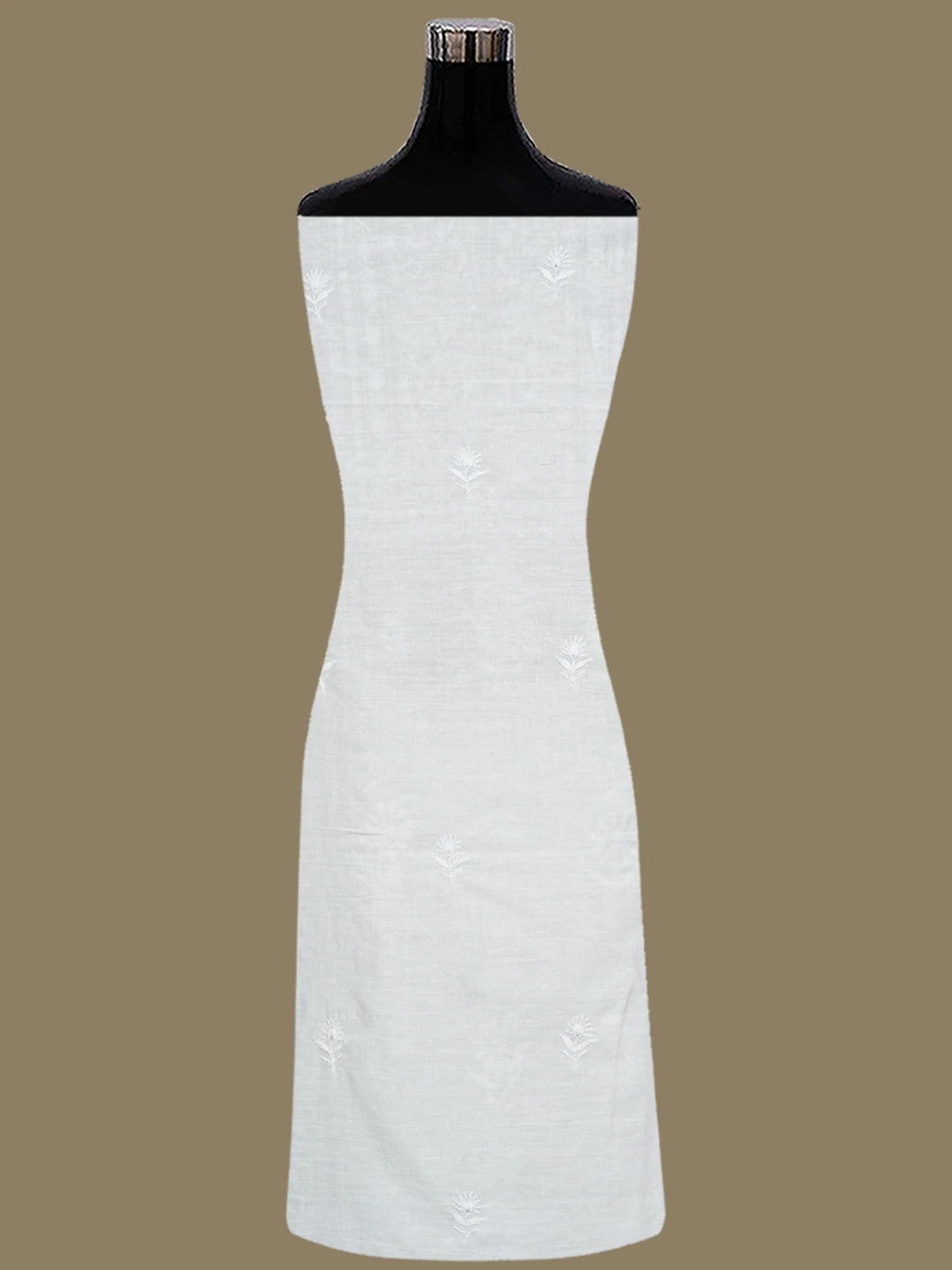 Ada Hand Embroidered White Cotton Lucknowi Chikankari Unstitched Kurta Dupatta Set 01A694013
