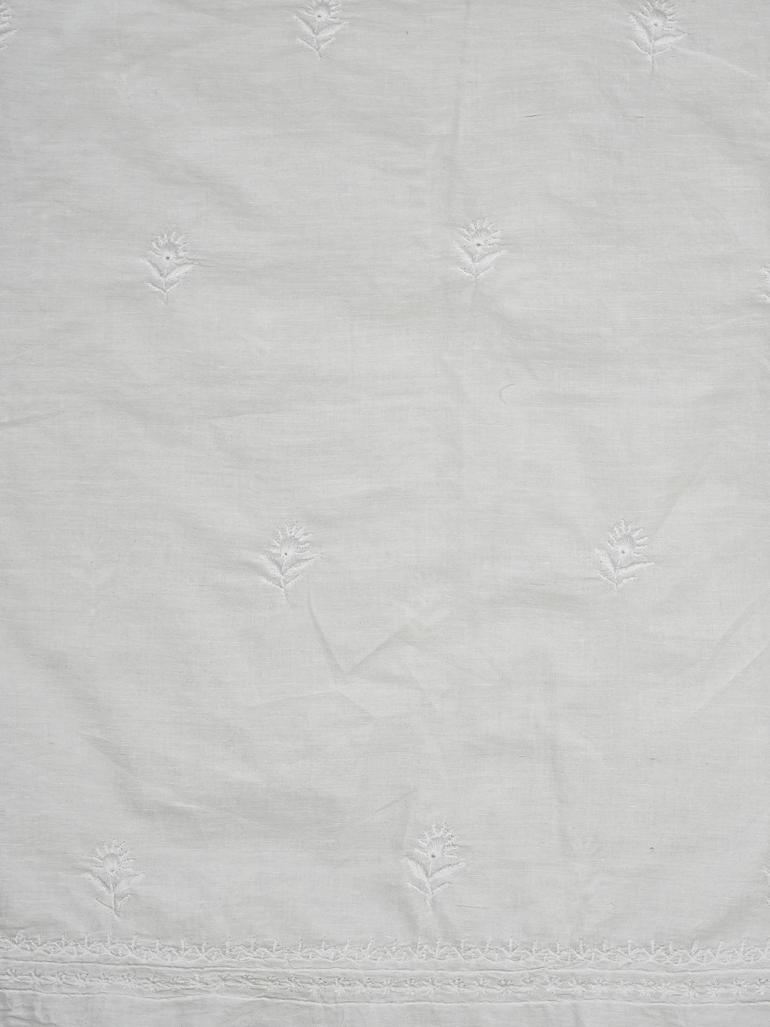 Ada Hand Embroidered White Cotton Lucknowi Chikankari Unstitched Kurta Dupatta Set 01A694013