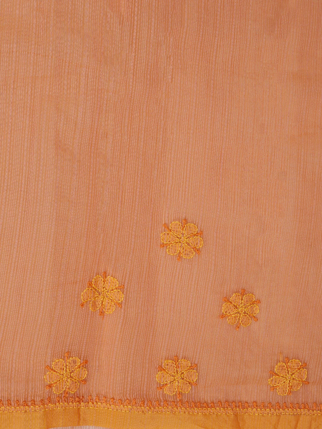 Ada Hand Embroidered Orange Super Net Lucknowi Chikankari Saree With Blouse 01A688536