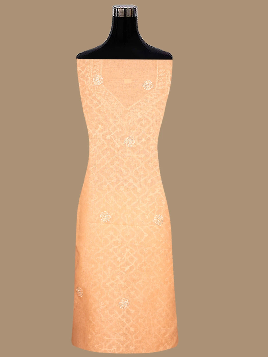 Ada Hand Embroidered Peach Cotton Lucknowi Chikankari Unstitched Suit Piece 01A853581