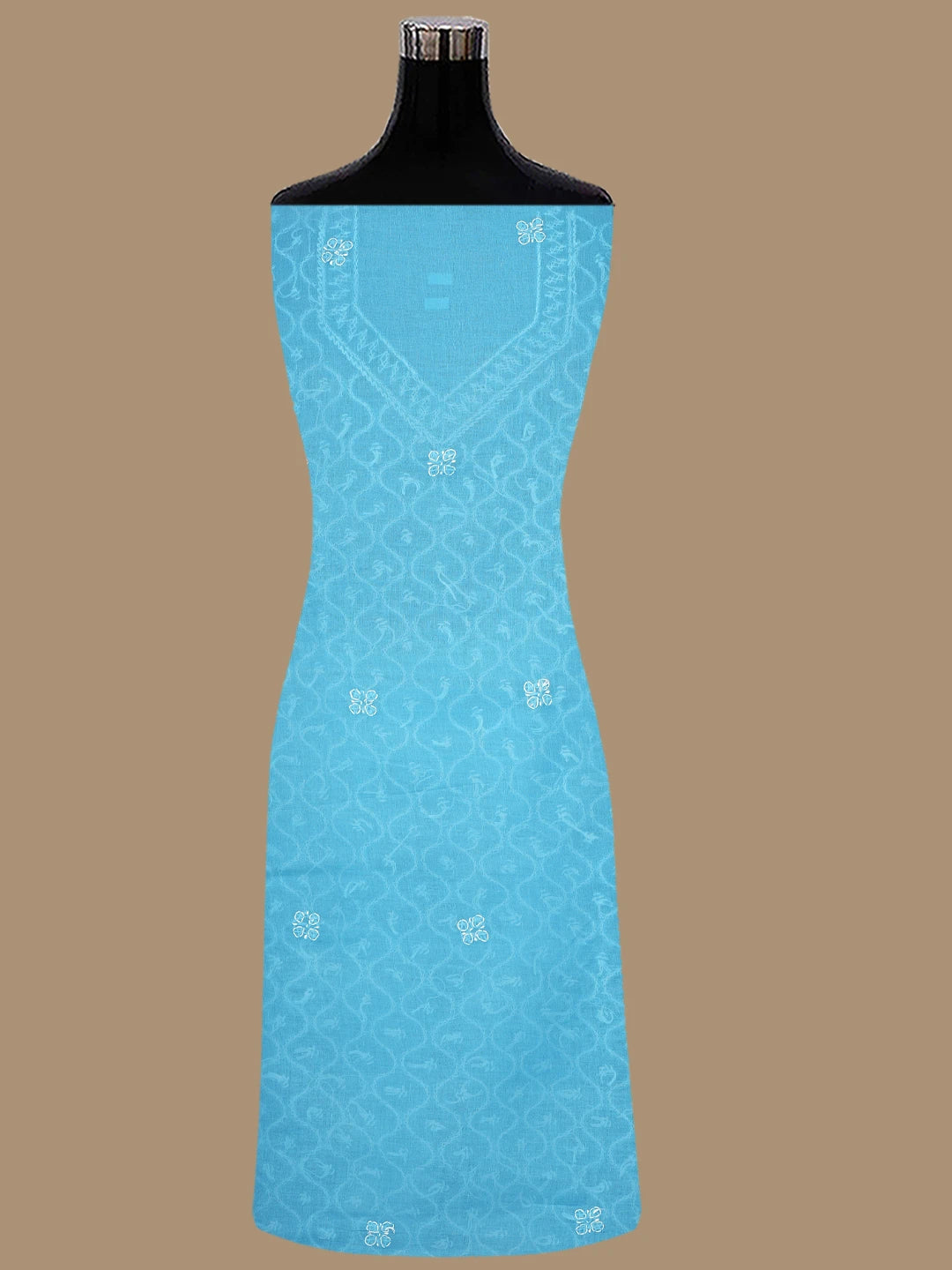 Ada Hand Embroidered Dark Blue Cotton Lucknowi Chikankari Unstitched Suit Piece 01A853556