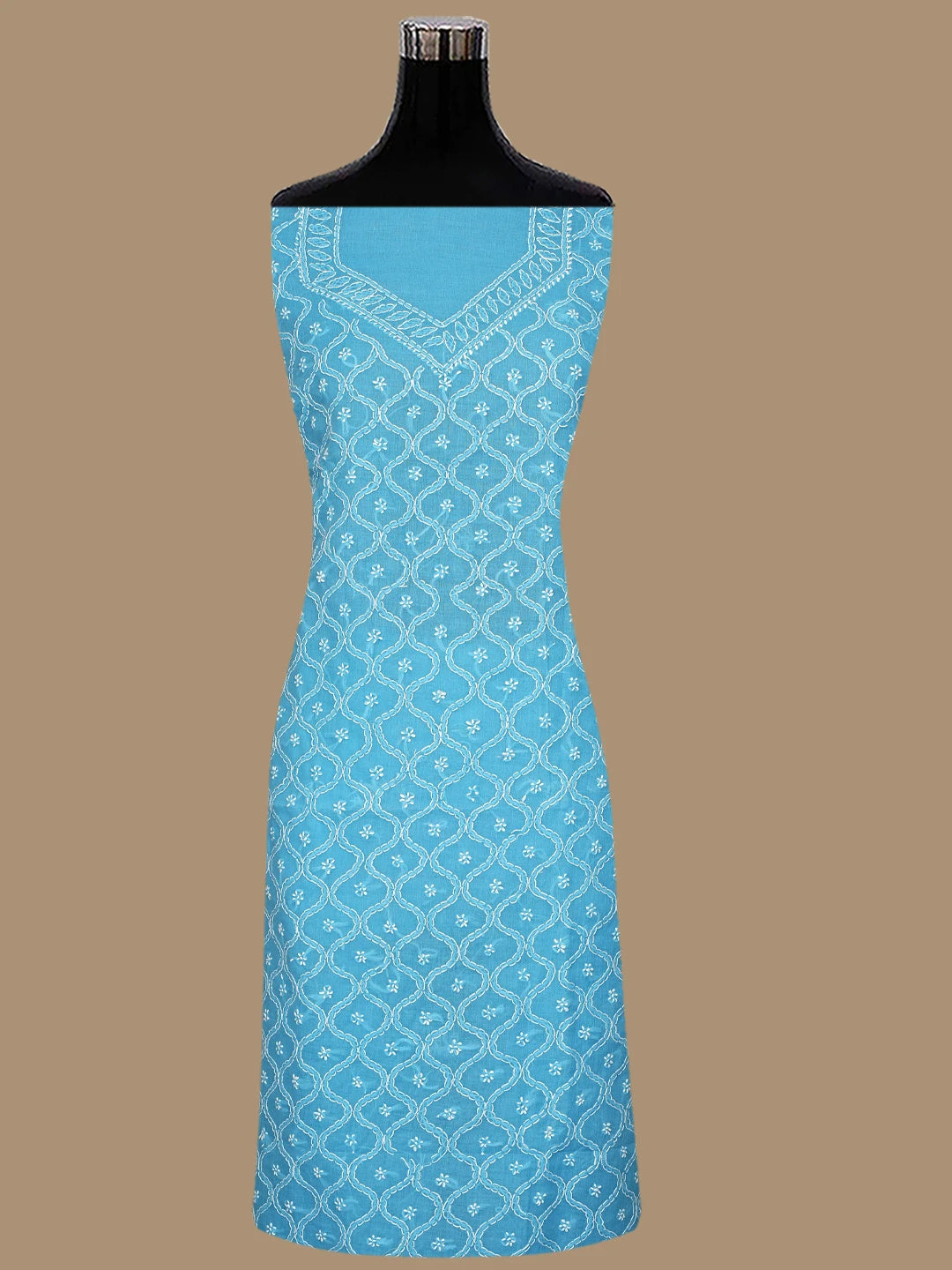 Ada Hand Embroidered Dark Blue Cotton Lucknowi Chikankari Unstitched Suit Piece 01A853556