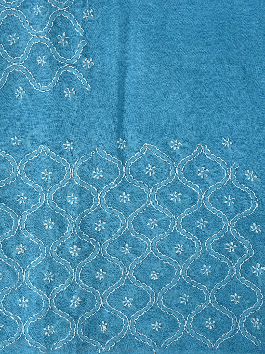 Ada Hand Embroidered Dark Blue Cotton Lucknowi Chikankari Unstitched Suit Piece 01A853556