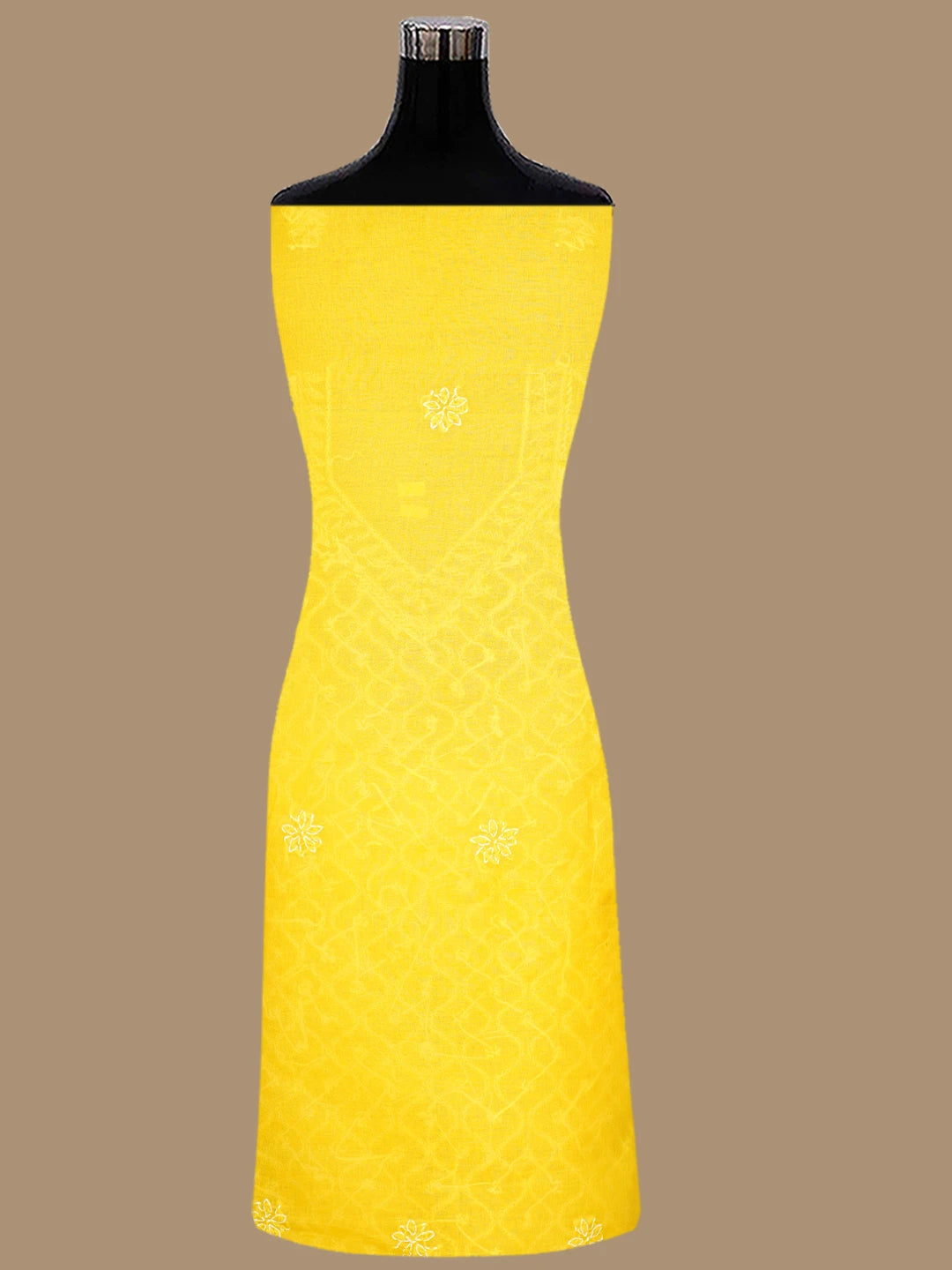 Ada Hand Embroidered Yellow Cotton Lucknowi Chikankari Unstitched Suit Piece 01A853579