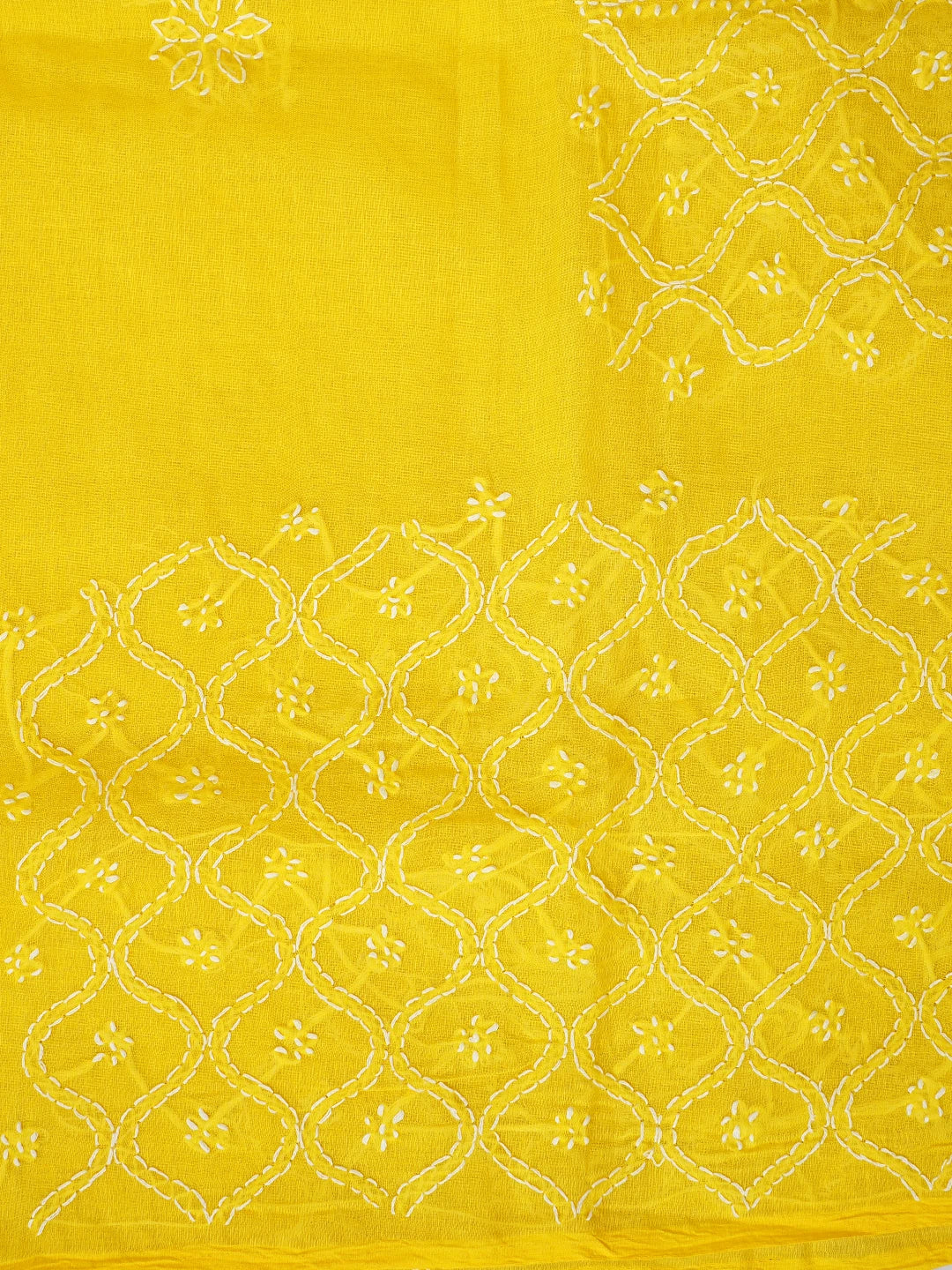 Ada Hand Embroidered Yellow Cotton Lucknowi Chikankari Unstitched Suit Piece 01A853579
