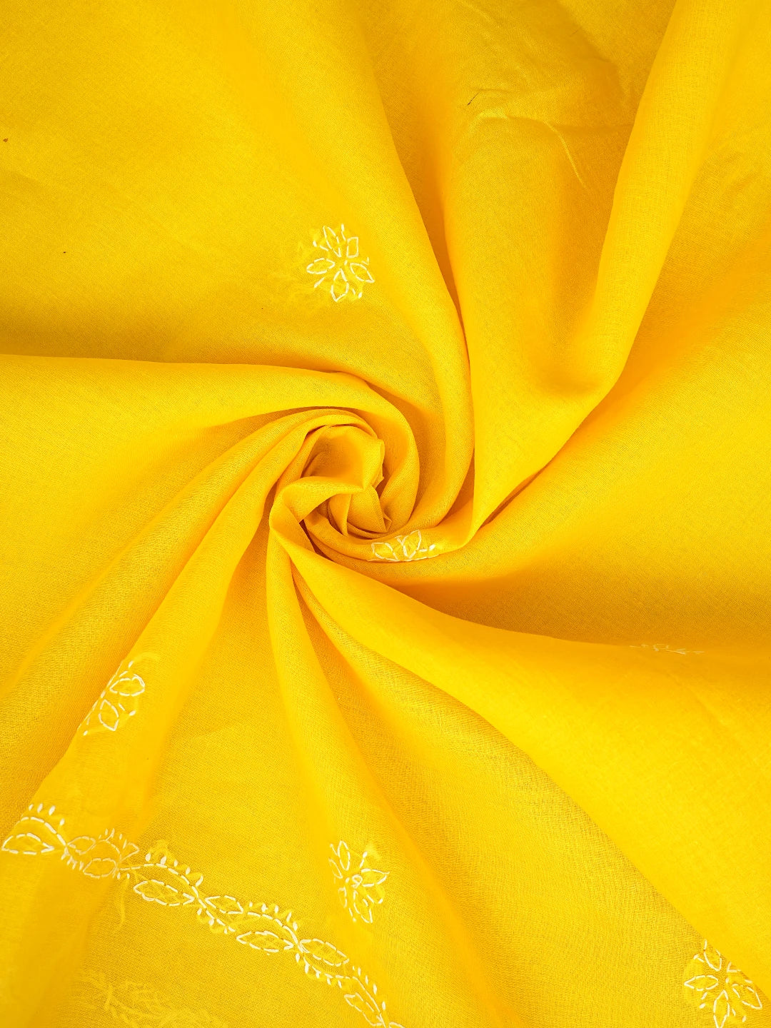 Ada Hand Embroidered Yellow Cotton Lucknowi Chikankari Unstitched Suit Piece 01A853579