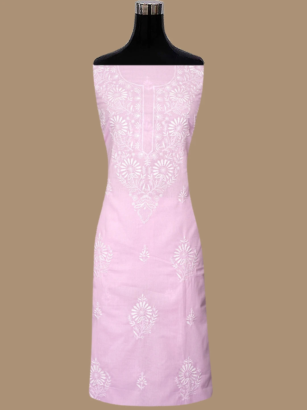 Ada Hand Embroidered Powder Pink Cotton Lucknowi Chikankari Unstitched Suit Piece 01A762936