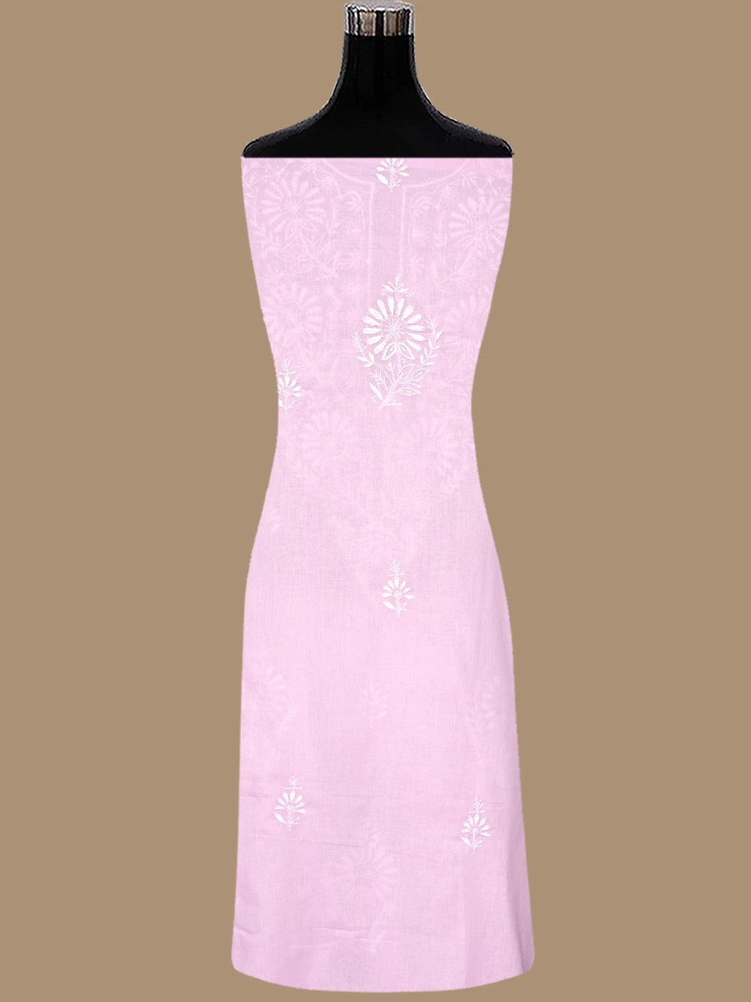 Ada Hand Embroidered Powder Pink Cotton Lucknowi Chikankari Unstitched Suit Piece 01A762936