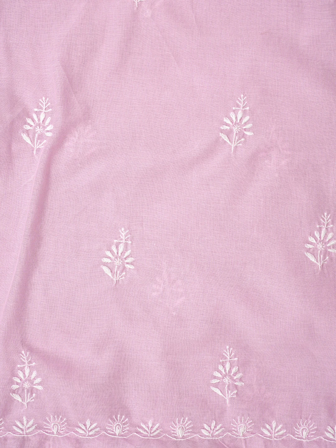 Ada Hand Embroidered Powder Pink Cotton Lucknowi Chikankari Unstitched Suit Piece 01A762936