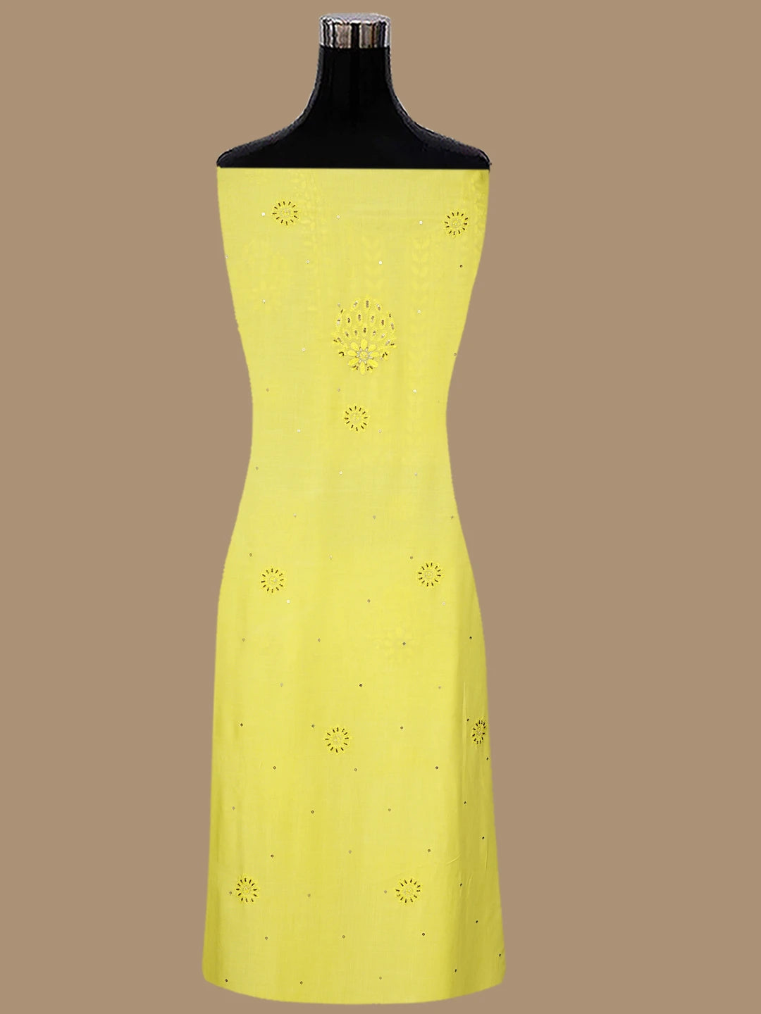 Ada Hand Embroidered Yellow Modal Lucknowi Chikankari Unstitched Kurta Dupatta Set With Pearl Work 01A483585