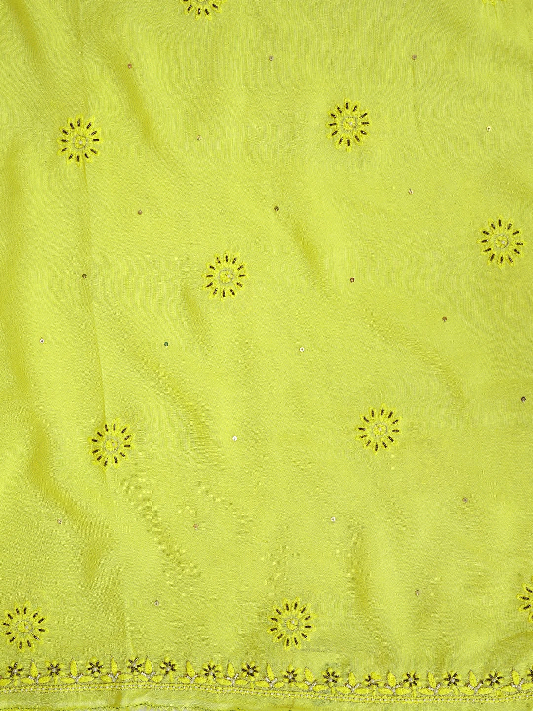 Ada Hand Embroidered Yellow Modal Lucknowi Chikankari Unstitched Kurta Dupatta Set With Pearl Work 01A483585