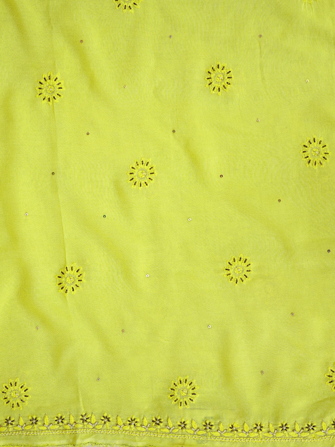 Ada Hand Embroidered Yellow Modal Lucknowi Chikankari Unstitched Kurta Dupatta Set With Pearl Work 01A483585