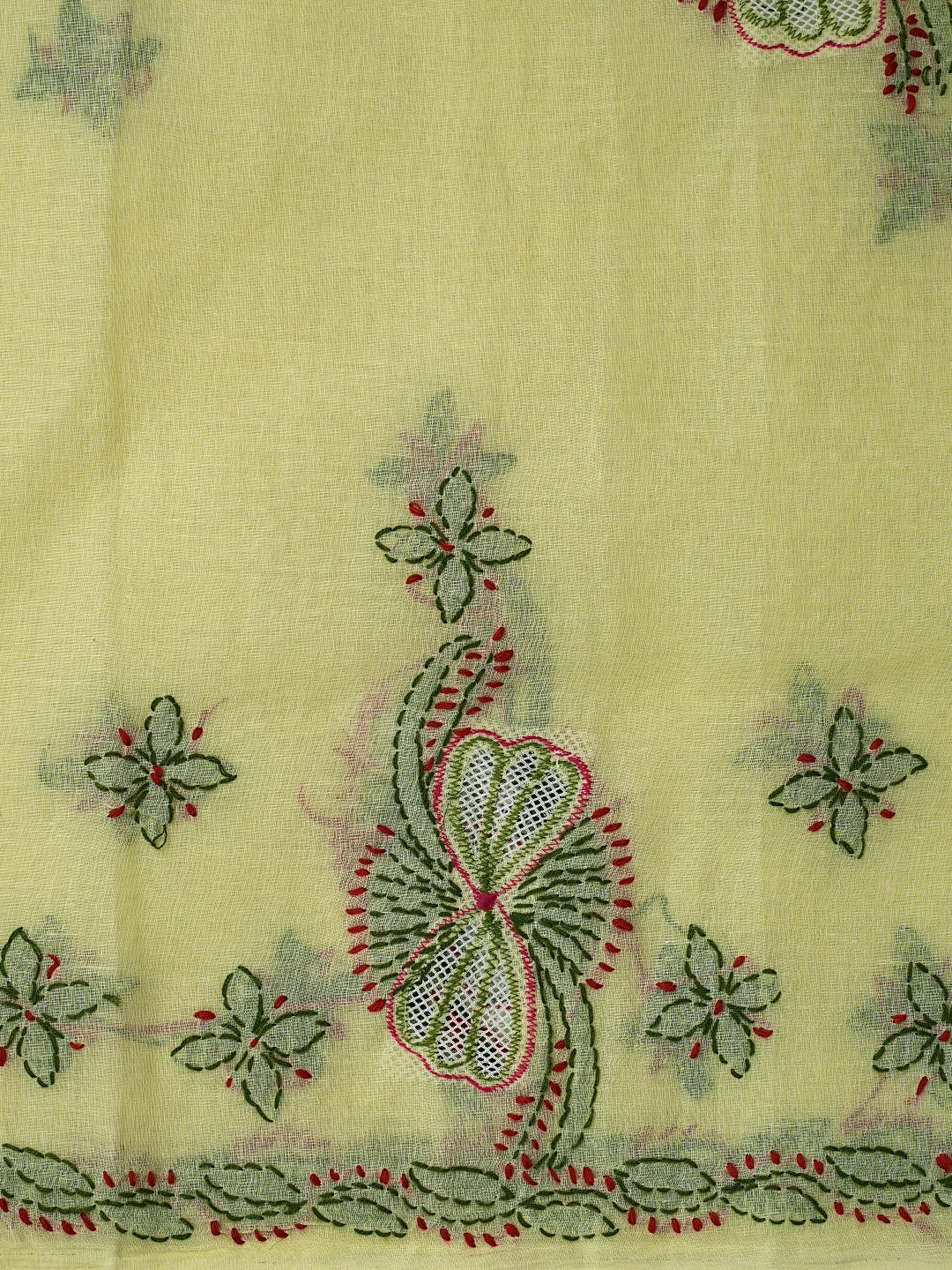Ada Hand Embroidered Lemon Cotton Lucknowi Chikankari Unstitched Suit Piece 01A853526