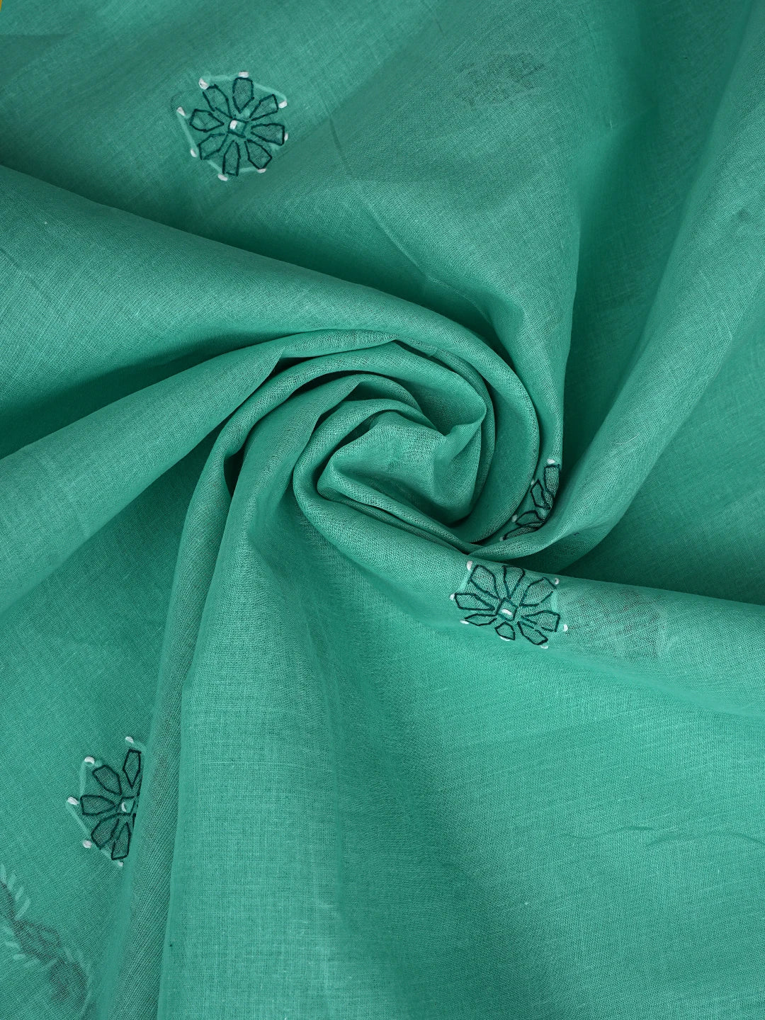 Ada Hand Embroidered Aquamarine Green Cotton Lucknowi Chikankari Unstitched Suit Piece 01A853524