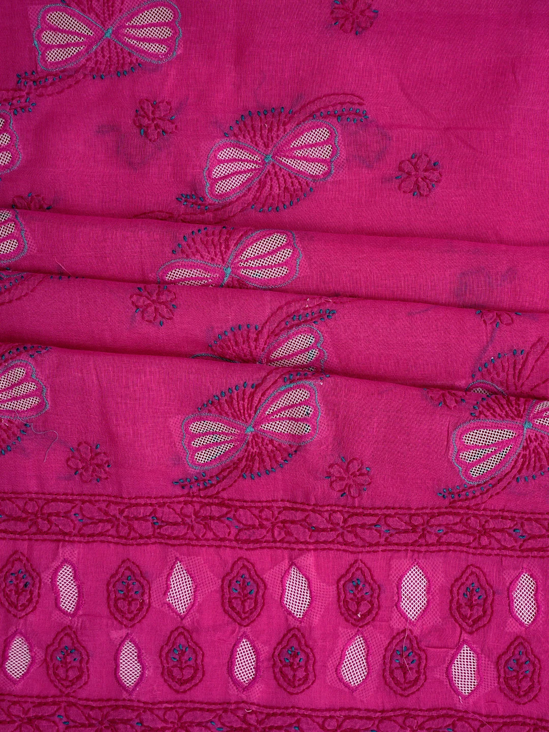 Ada Hand Embroidered Dark Magenta Cotton Lucknowi Chikankari Unstitched Suit Piece 01A853545