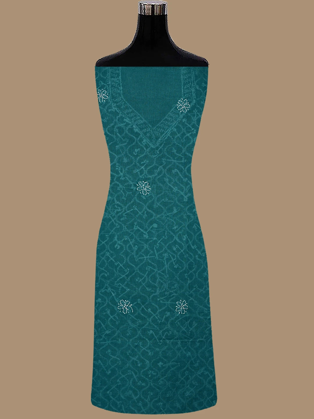 Ada Hand Embroidered Dark Rama Green Cotton Lucknowi Chikankari Unstitched Suit Piece 01A853596