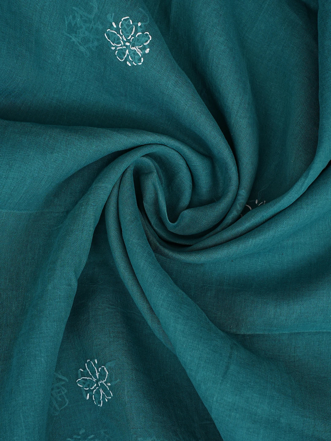 Ada Hand Embroidered Dark Rama Green Cotton Lucknowi Chikankari Unstitched Suit Piece 01A853596