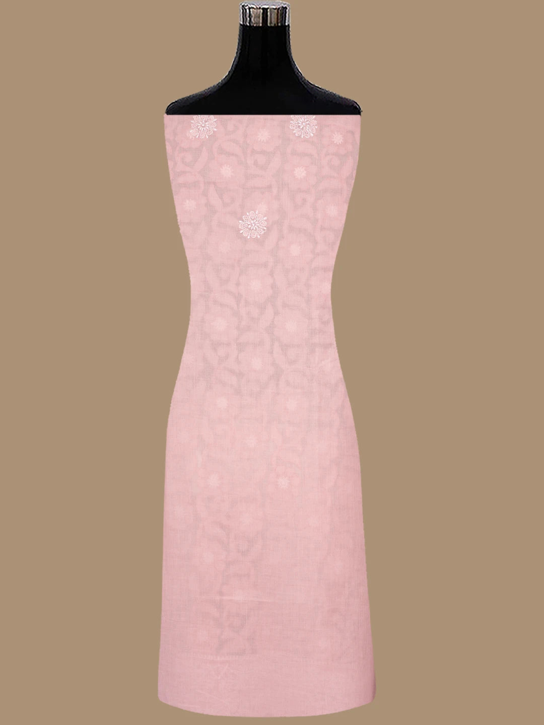 Ada Hand Embroidered Peach Cotton Lucknowi Chikankari Unstitched Suit Piece 01A821960