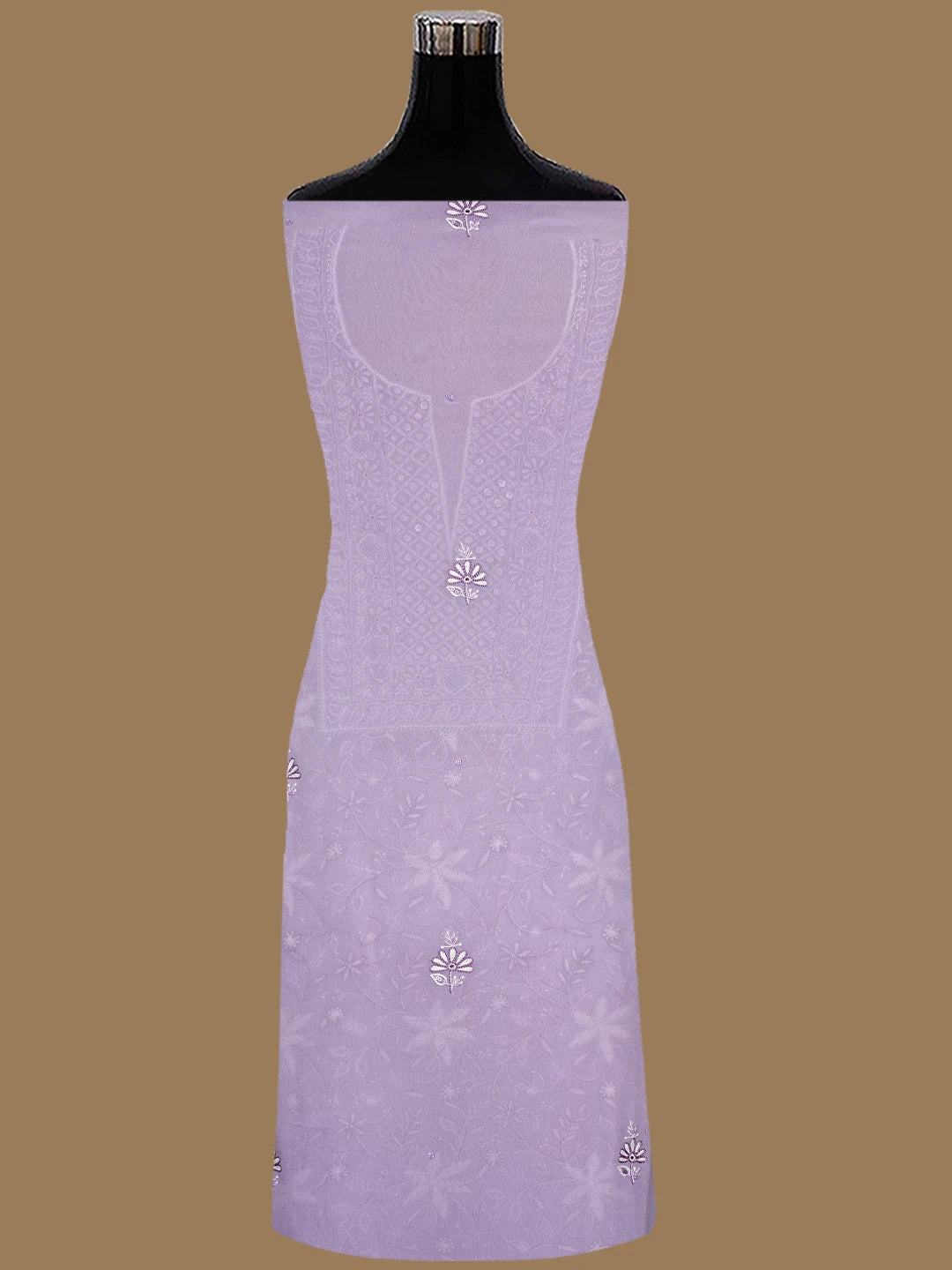 Ada Hand Embroidered Lavender Viscose Georgette Lucknowi Chikankari Unstitched Kurta Dupatta Set With Cutdana Work 01A805733