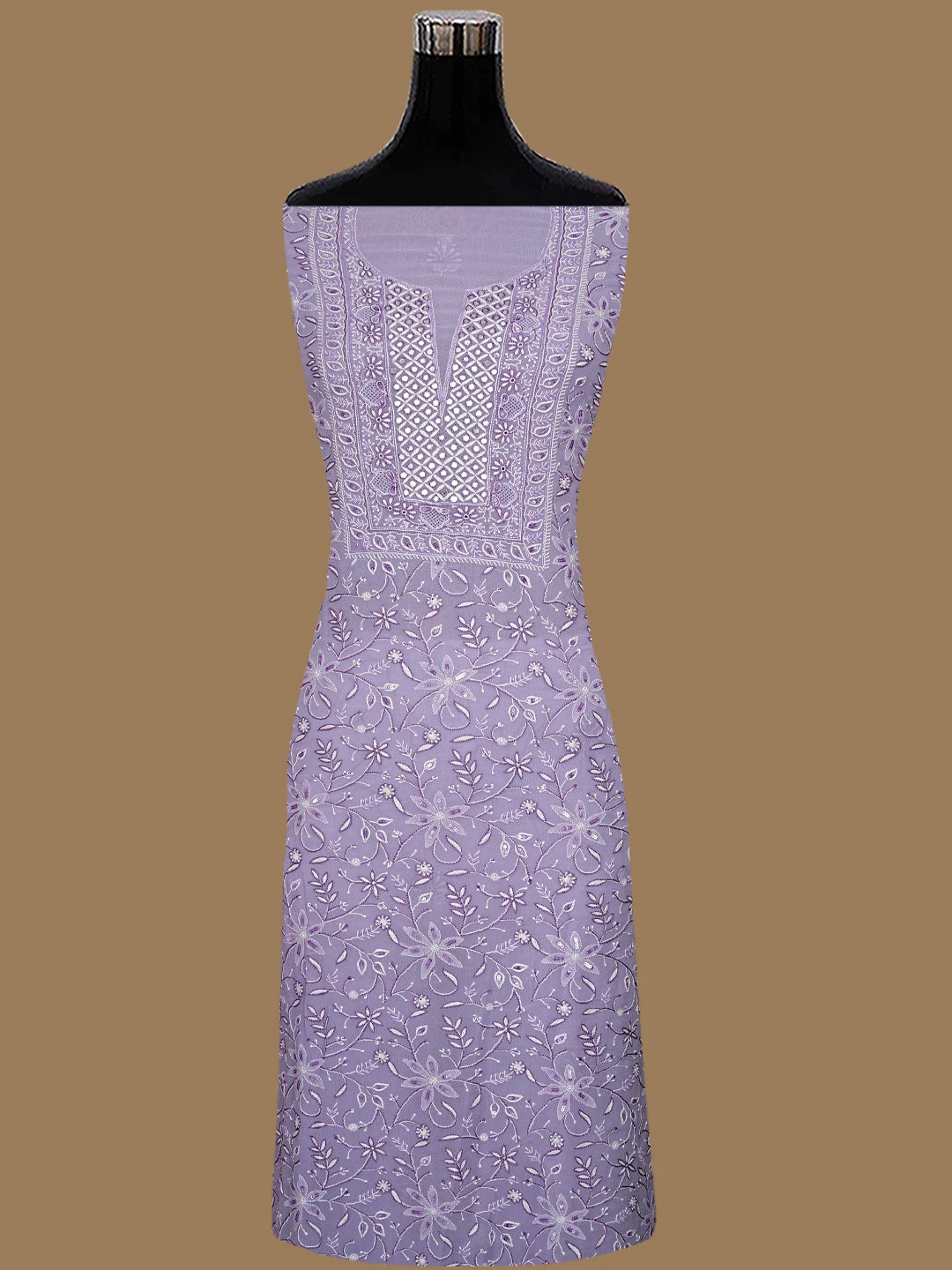 Ada Hand Embroidered Lavender Viscose Georgette Lucknowi Chikankari Unstitched Kurta Dupatta Set With Cutdana Work 01A805733