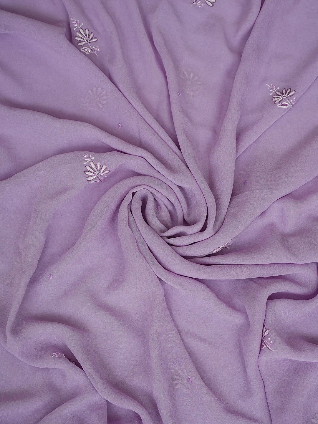 Ada Hand Embroidered Lavender Viscose Georgette Lucknowi Chikankari Unstitched Kurta Dupatta Set With Cutdana Work 01A805733