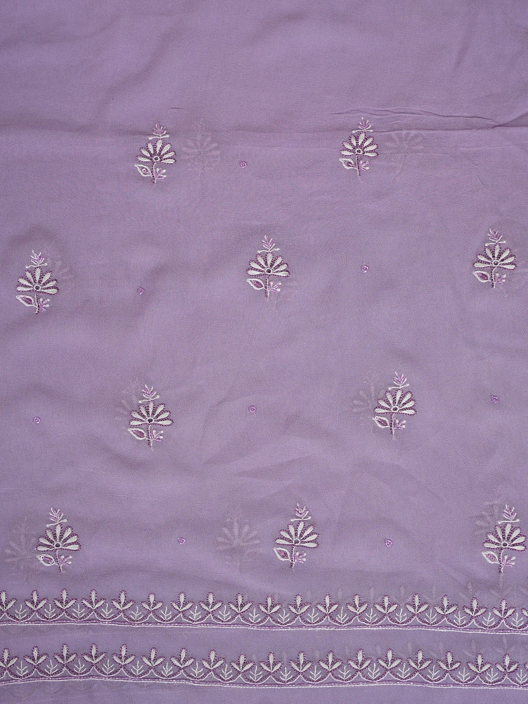 Ada Hand Embroidered Lavender Viscose Georgette Lucknowi Chikankari Unstitched Kurta Dupatta Set With Cutdana Work 01A805733