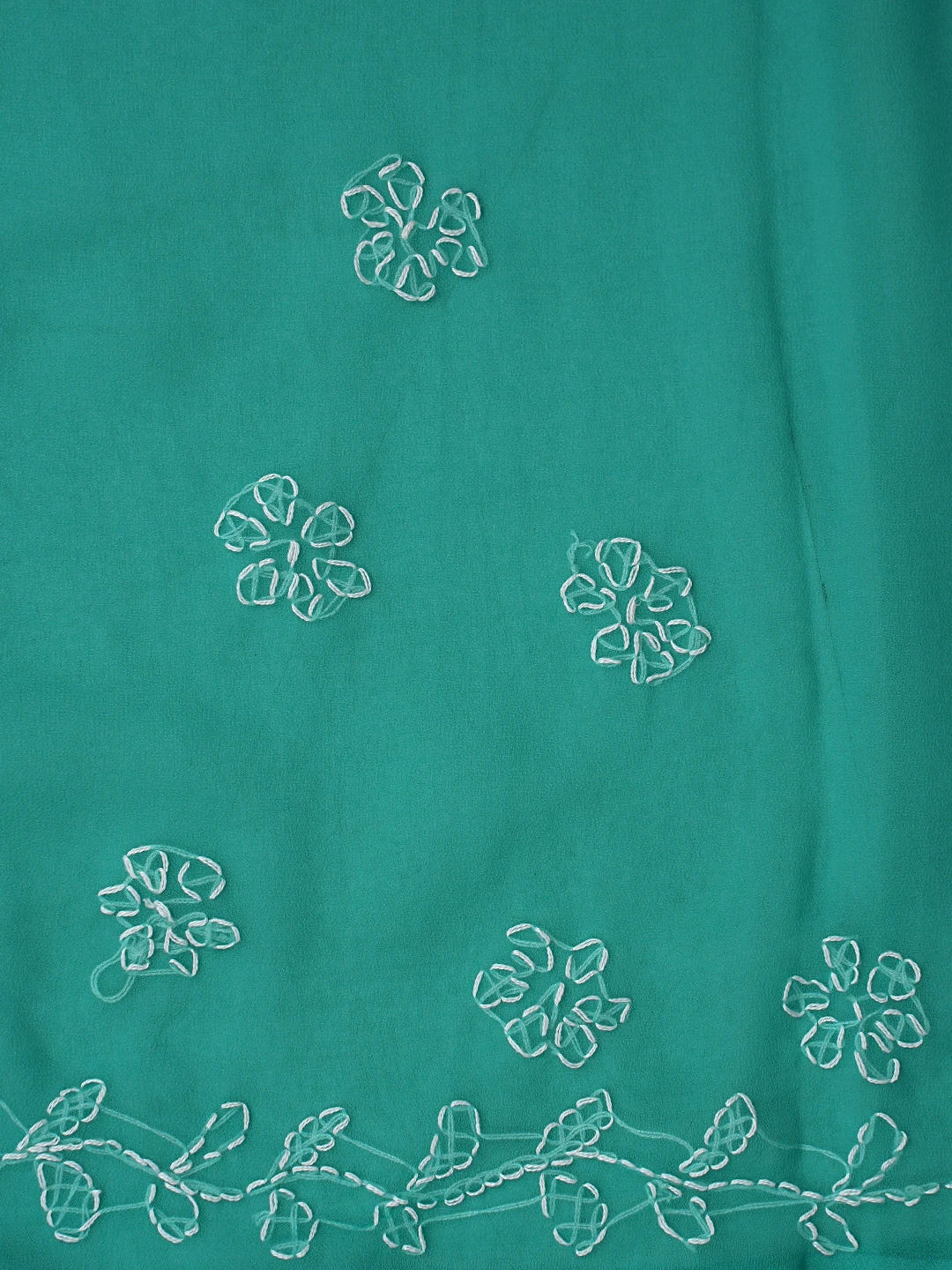 Ada Hand Embroidered Rama Green Georgette Lucknowi Chikankari Saree With Blouse 01A853809