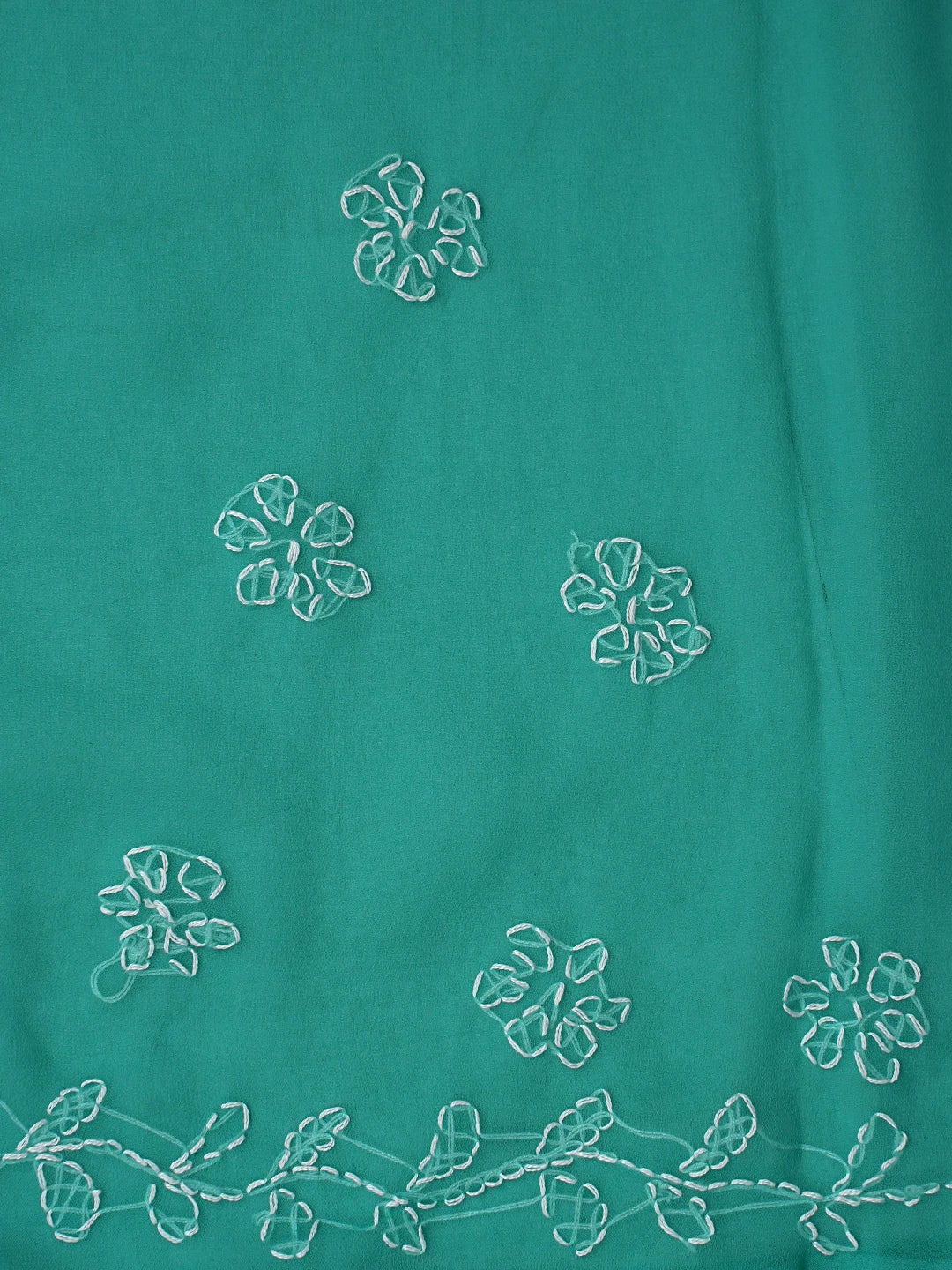 Ada Hand Embroidered Rama Green Georgette Lucknowi Chikankari Saree With Blouse 01A853809