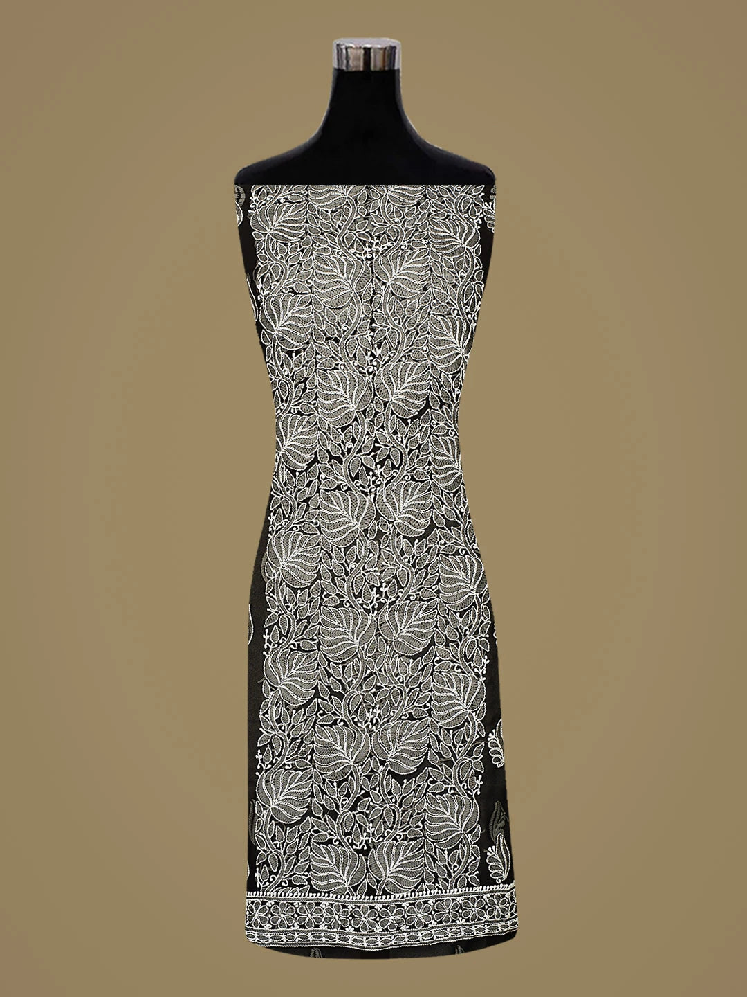 Ada Hand Embroidered Black Georgette Lucknowi Chikankari Unstitched Suit Piece 01A793567