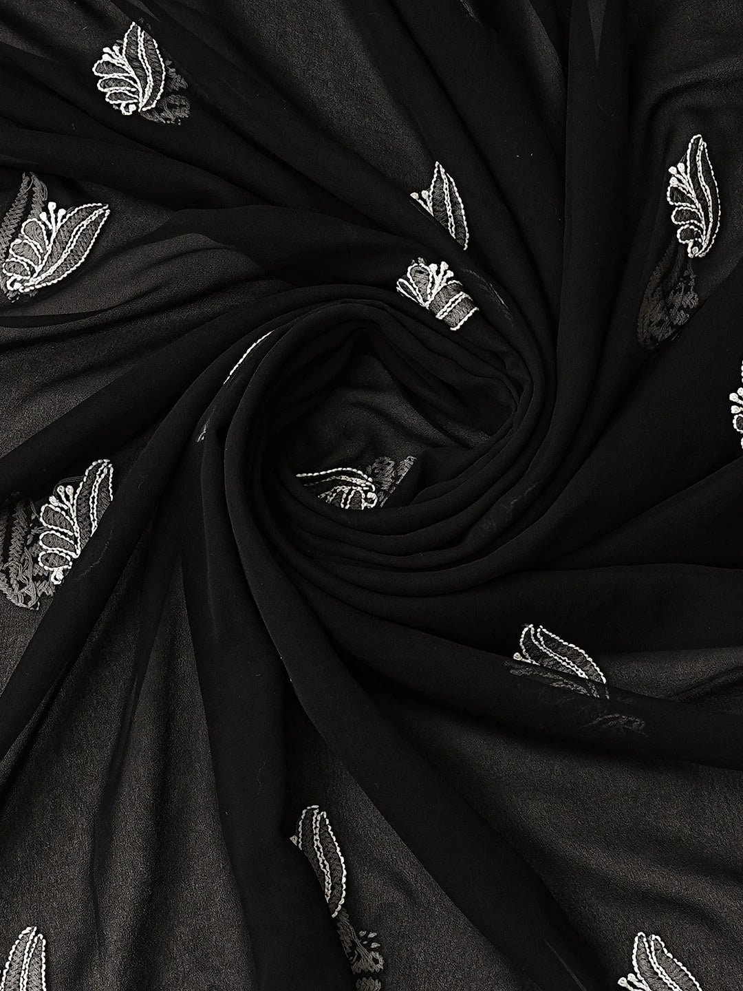 Ada Hand Embroidered Black Georgette Lucknowi Chikankari Unstitched Suit Piece 01A793567