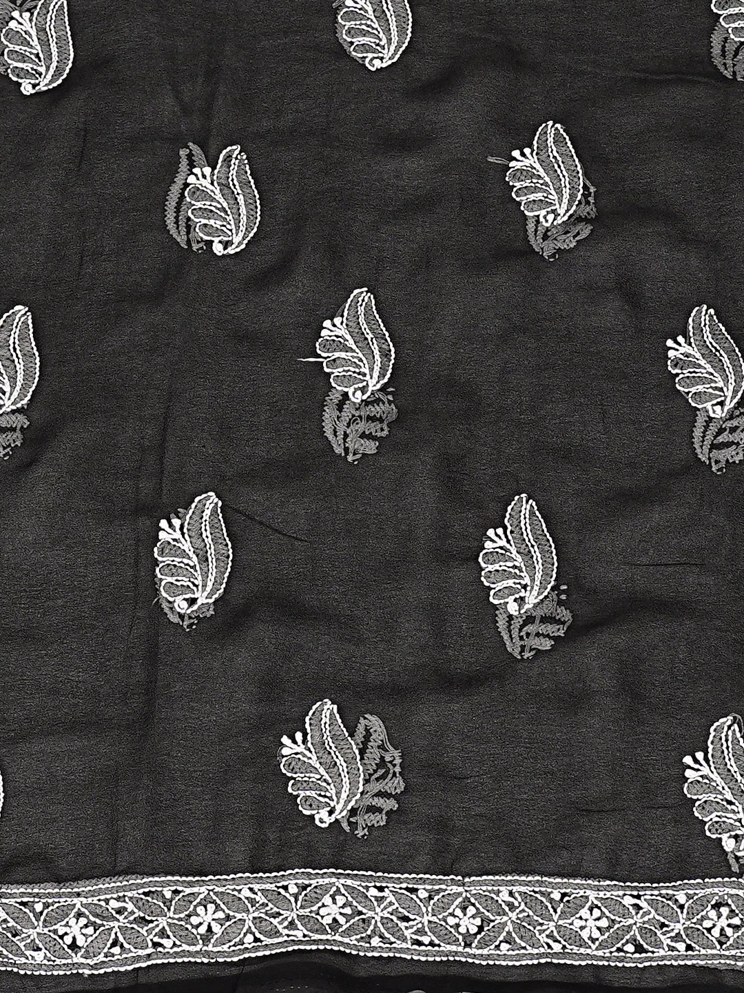 Ada Hand Embroidered Black Georgette Lucknowi Chikankari Unstitched Suit Piece 01A793567