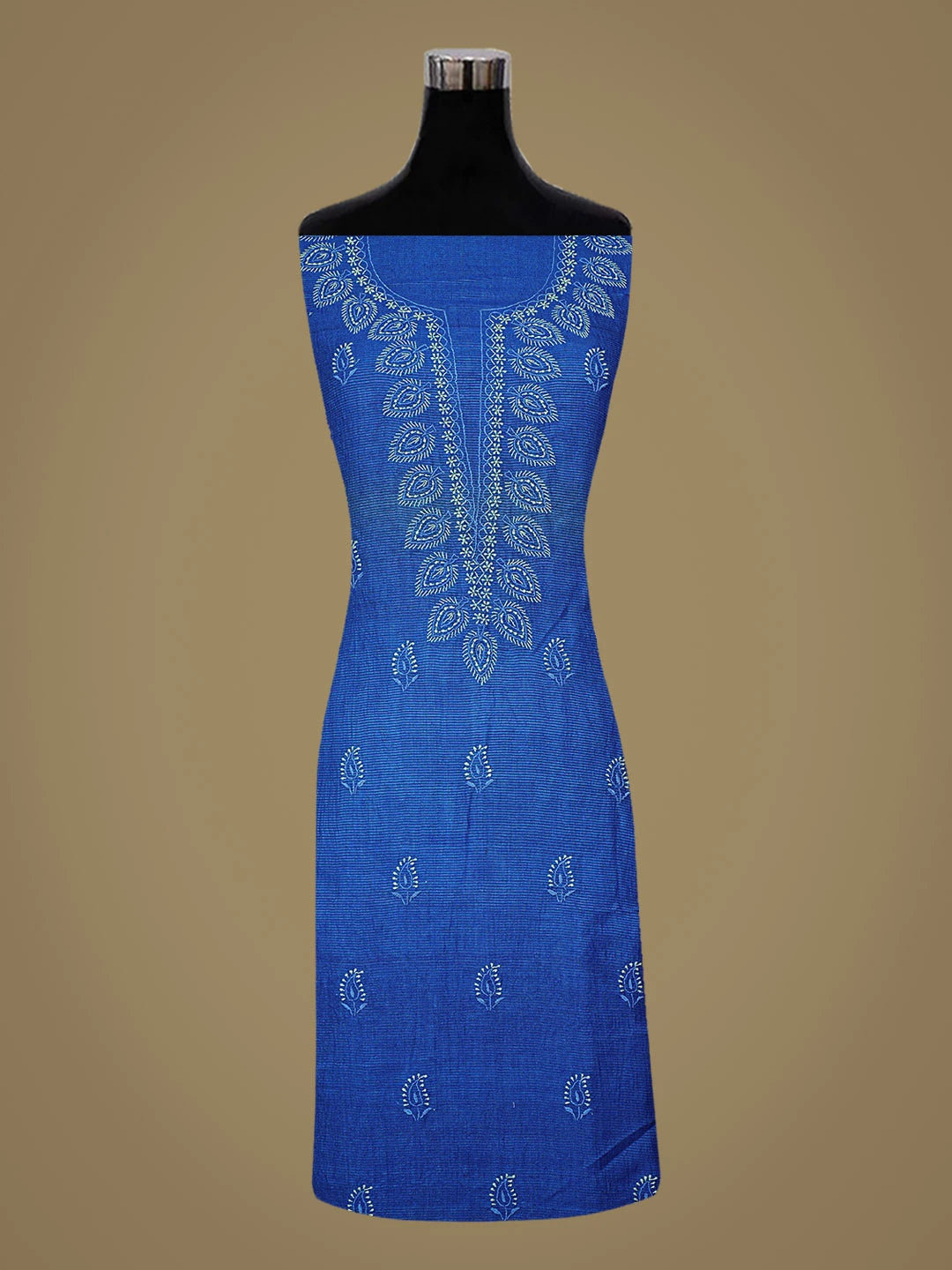 Ada Hand Embroidered Blue Silk Lucknowi Chikankari Unstitched Suit Piece 01A528490