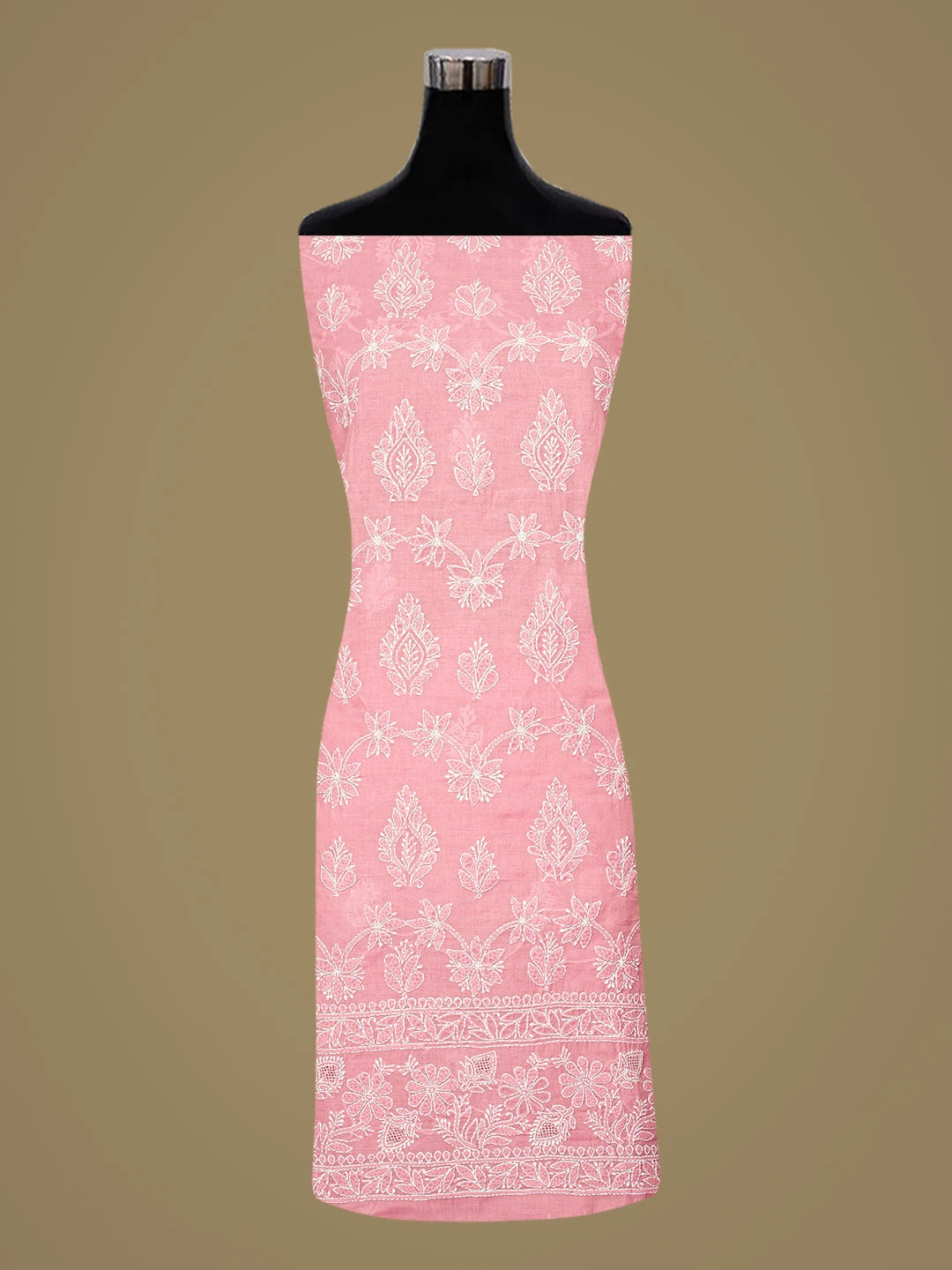 Ada Hand Embroidered Pink Cotton Lucknowi Chikankari Unstitched Suit Piece 01A676653