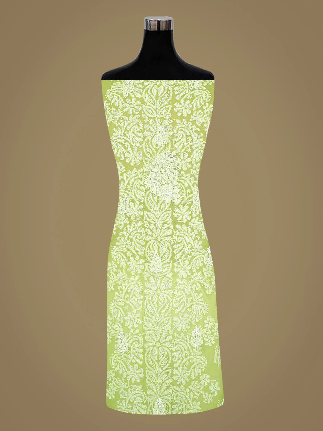 Ada Hand Embroidered Lime Green Georgette Lucknowi Chikankari Unstitched Suit Piece 01A793443