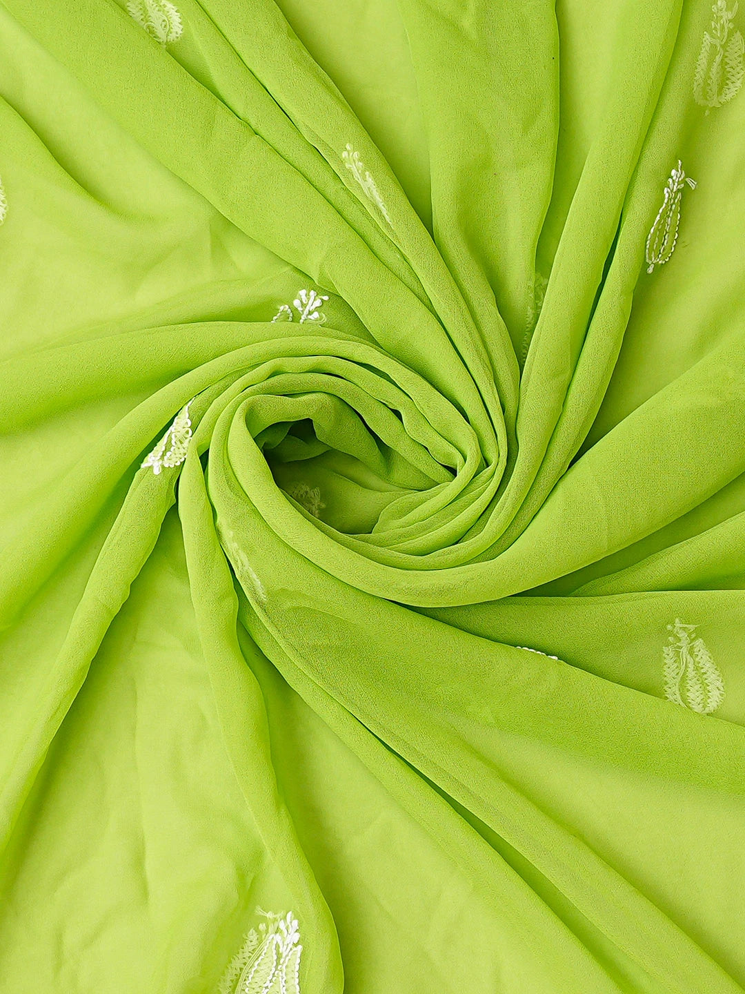 Ada Hand Embroidered Lime Green Georgette Lucknowi Chikankari Unstitched Suit Piece 01A793443