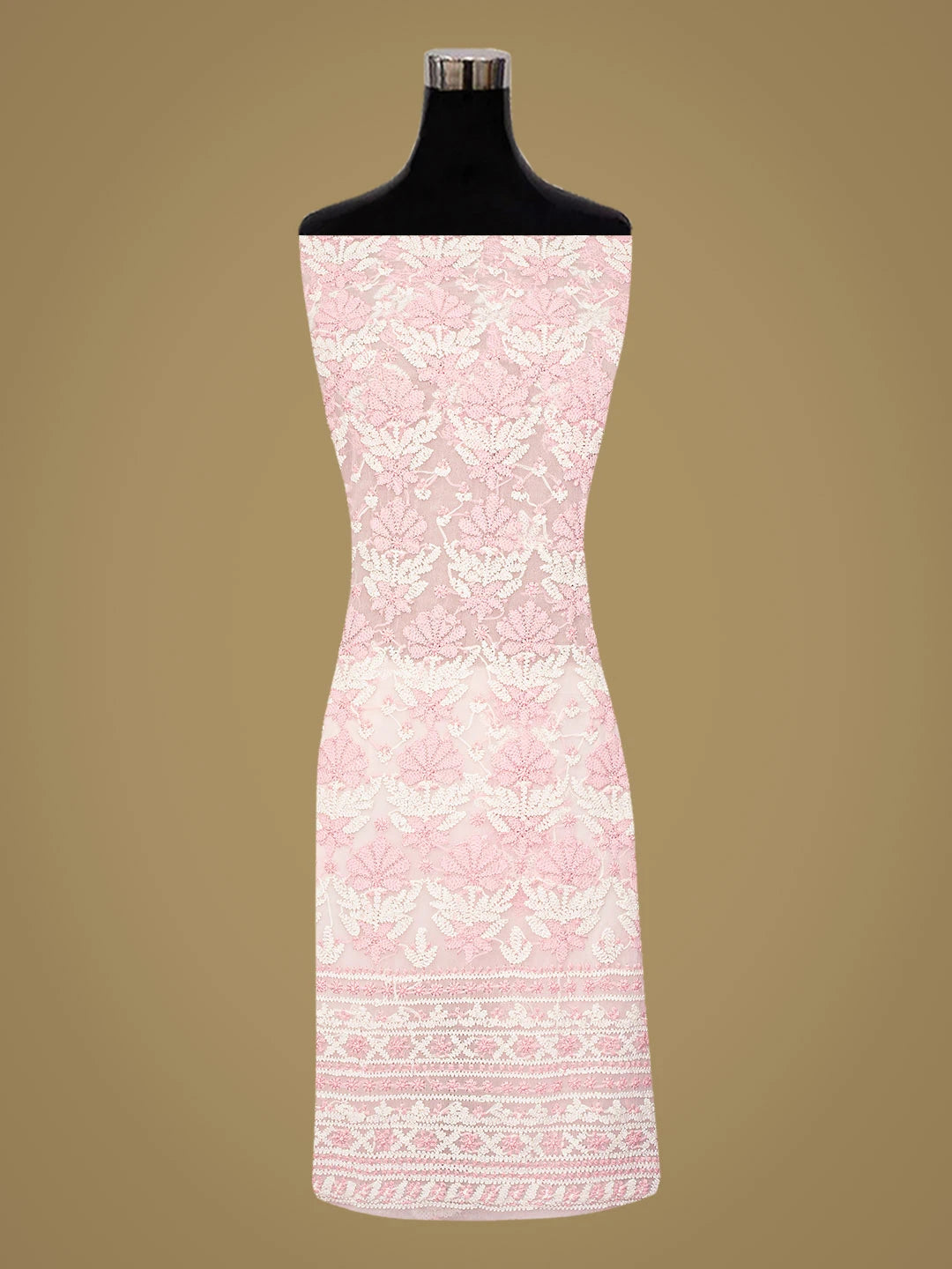 Ada Hand Embroidered Pink Georgette Lucknowi Chikankari Unstitched Suit Piece 01A811193