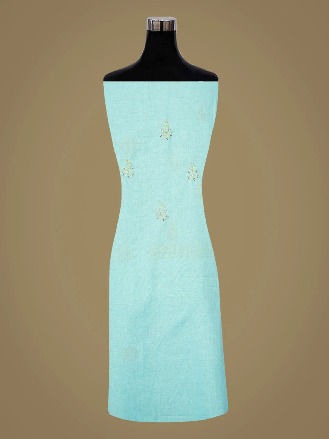 Ada Hand Embroidered Blue Cotton Lucknowi Chikankari Unstitched Suit Piece 01A780199
