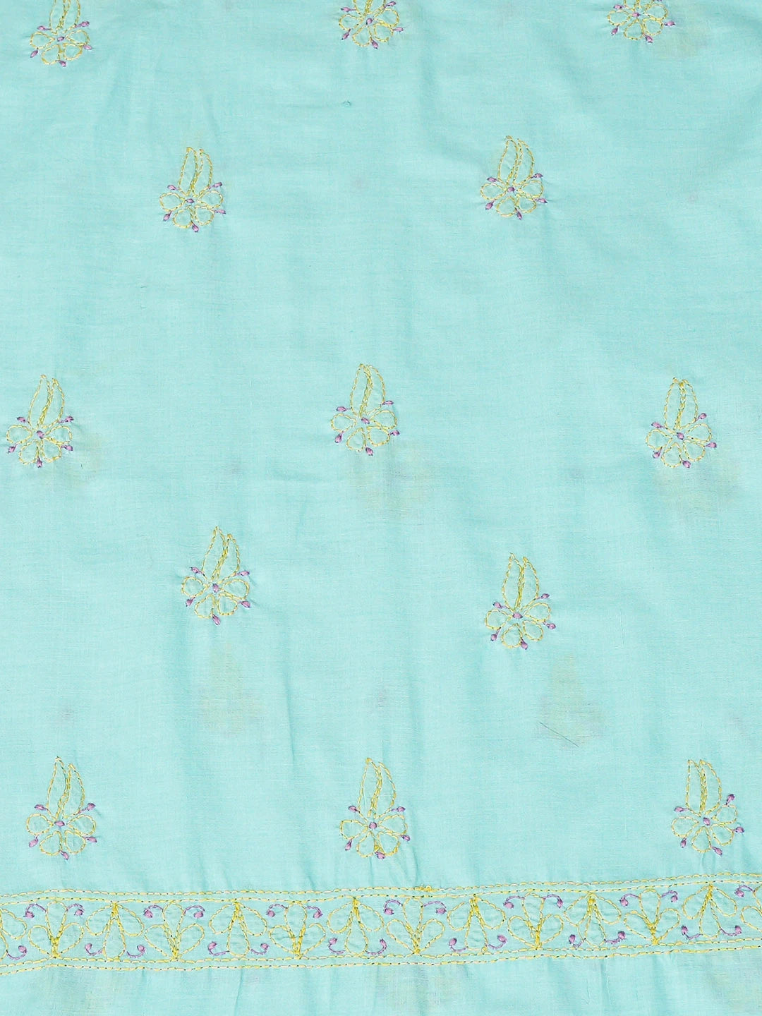 Ada Hand Embroidered Blue Cotton Lucknowi Chikankari Unstitched Suit Piece 01A780199