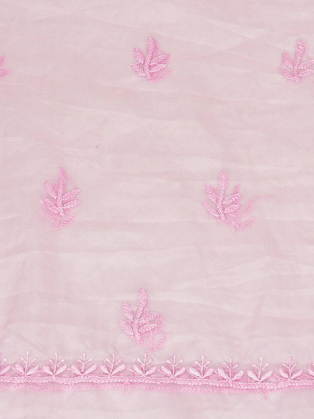 Ada Hand Embroidered Pink Organza Lucknowi Chikankari Unstitched Kurta Dupatta Set 01A810567