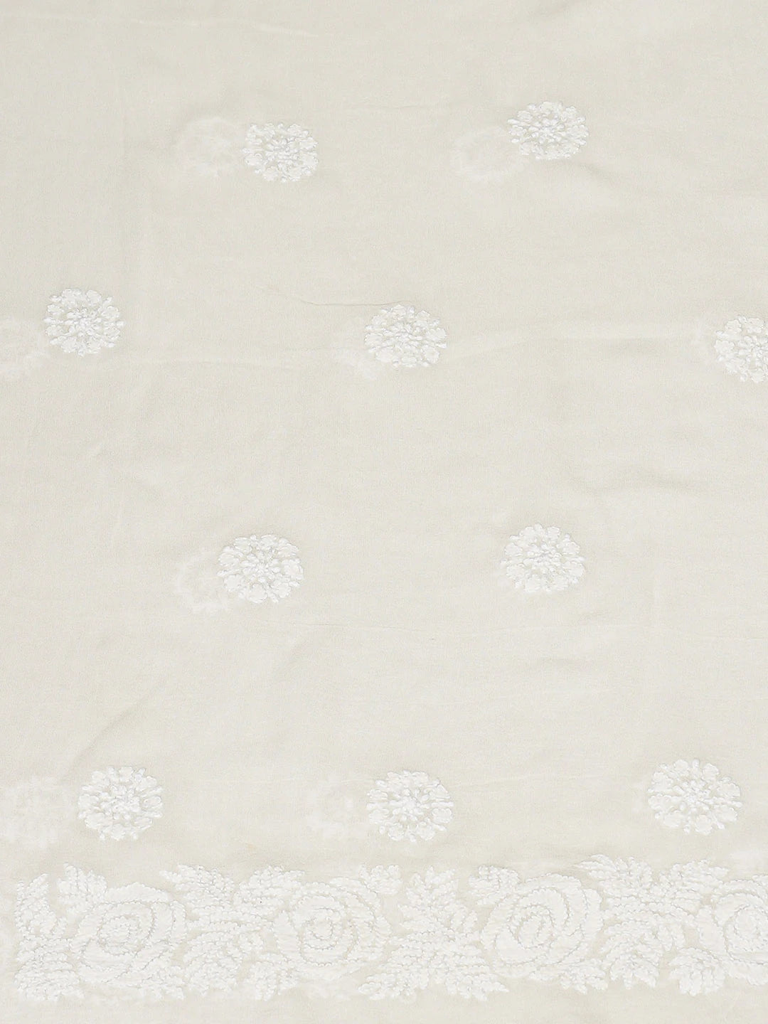 Ada Hand Embroidered White Pure Georgette Lucknowi Chikankari Unstitched Kurta Piece 01A462030