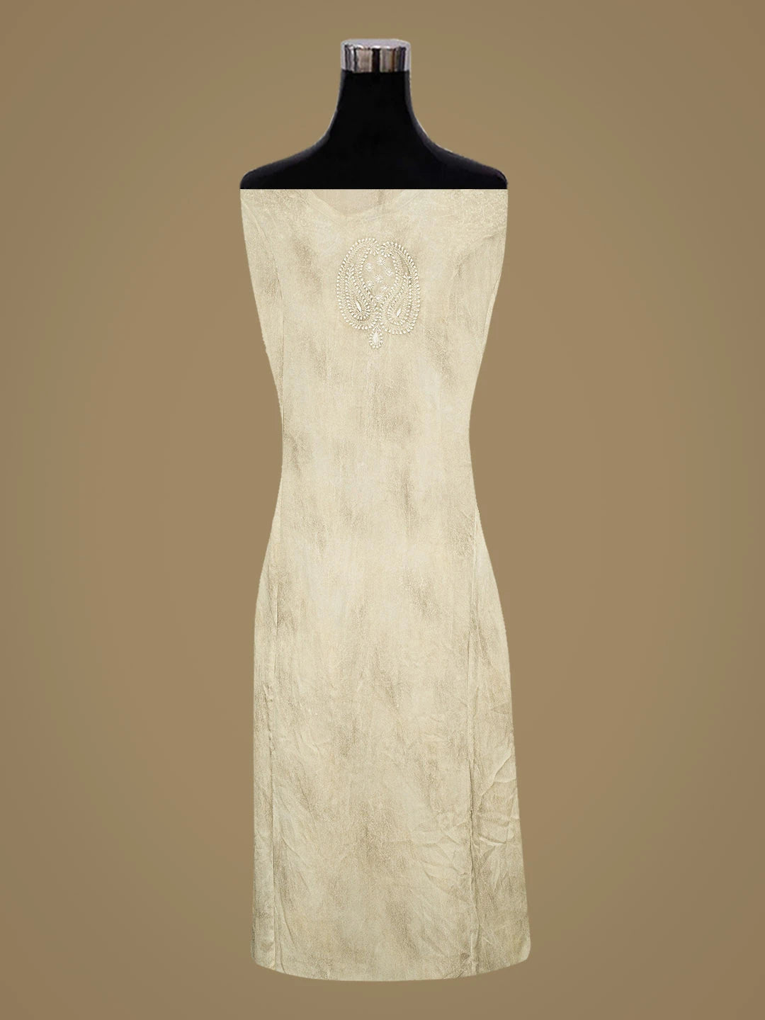 Ada Hand Embroidered Grey Chanderi Lucknowi Chikankari Semi-Stitched Kurta Piece 01A852797