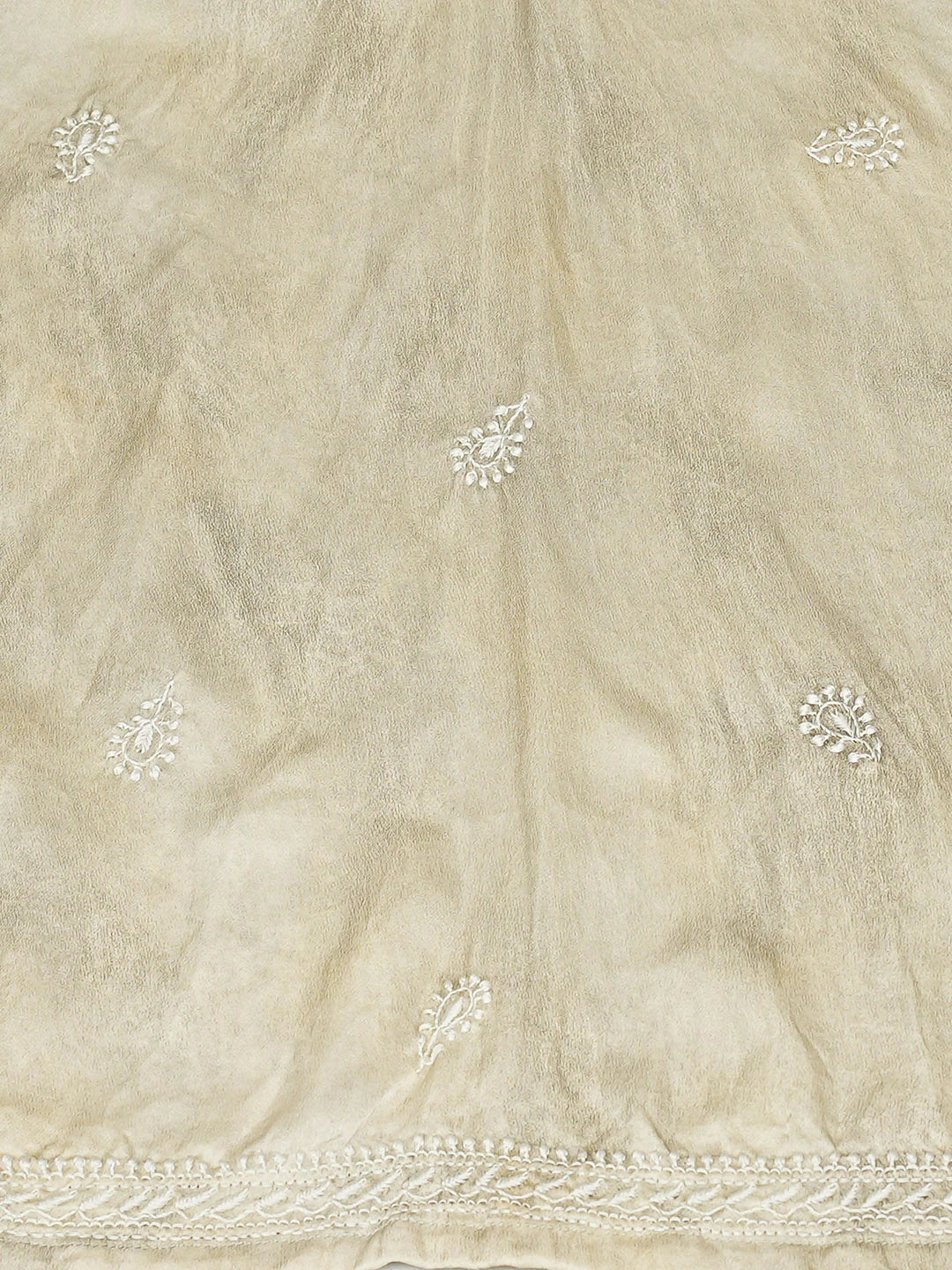 Ada Hand Embroidered Grey Chanderi Lucknowi Chikankari Semi-Stitched Kurta Piece 01A852797